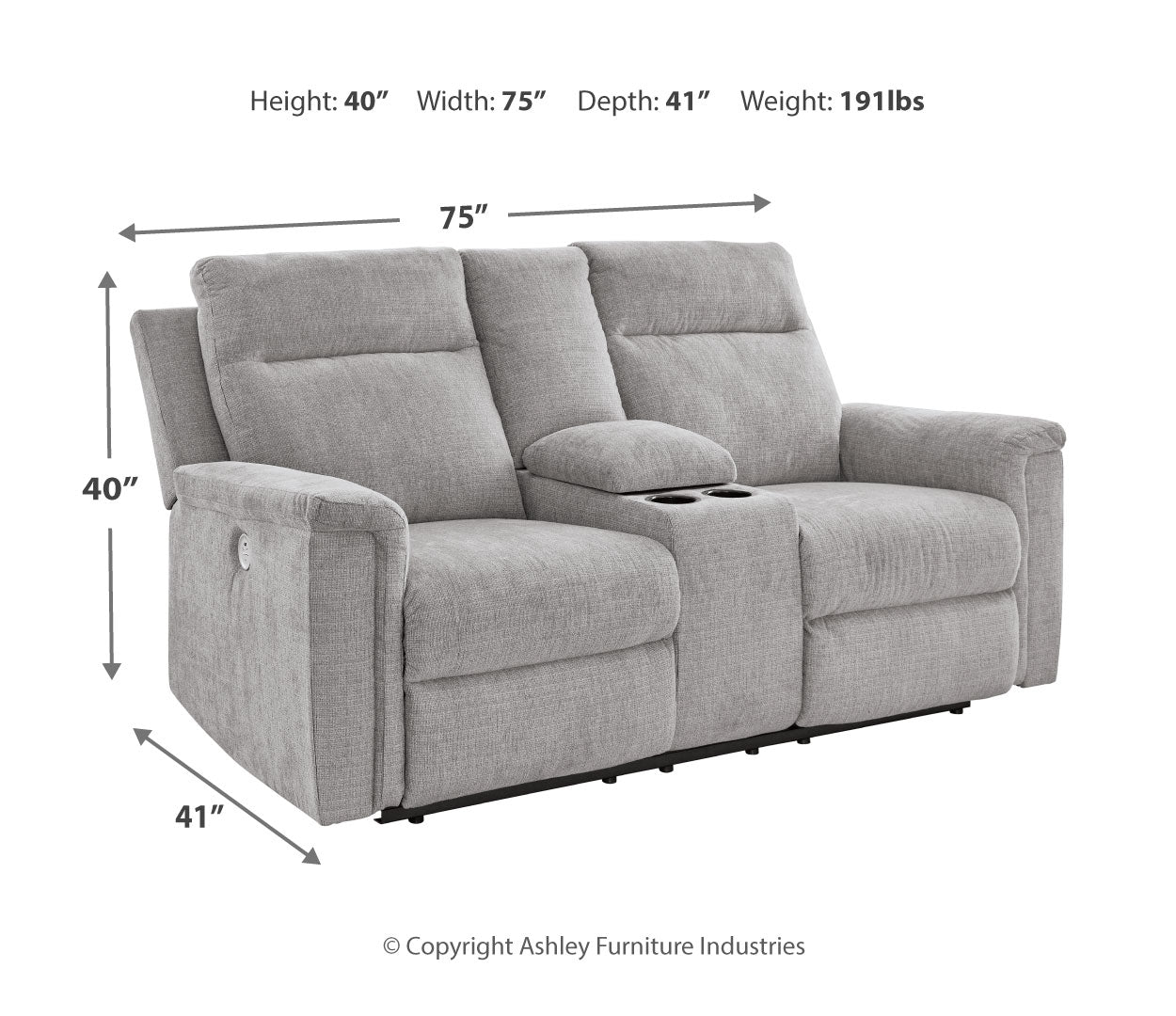 Barnsana Power Reclining Loveseat w/Console