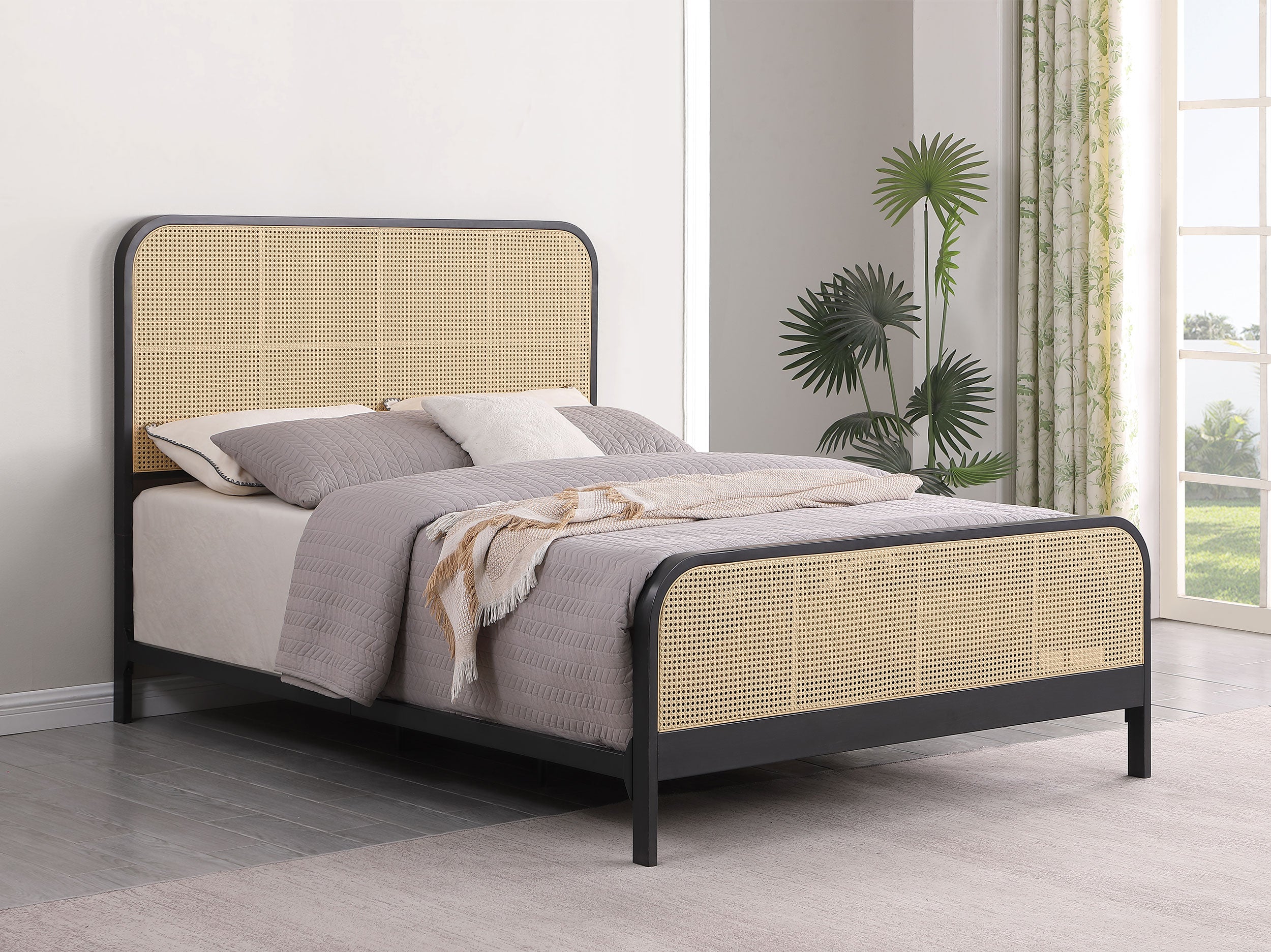 Lanewood Open Cane Webbing Metal Bed Black