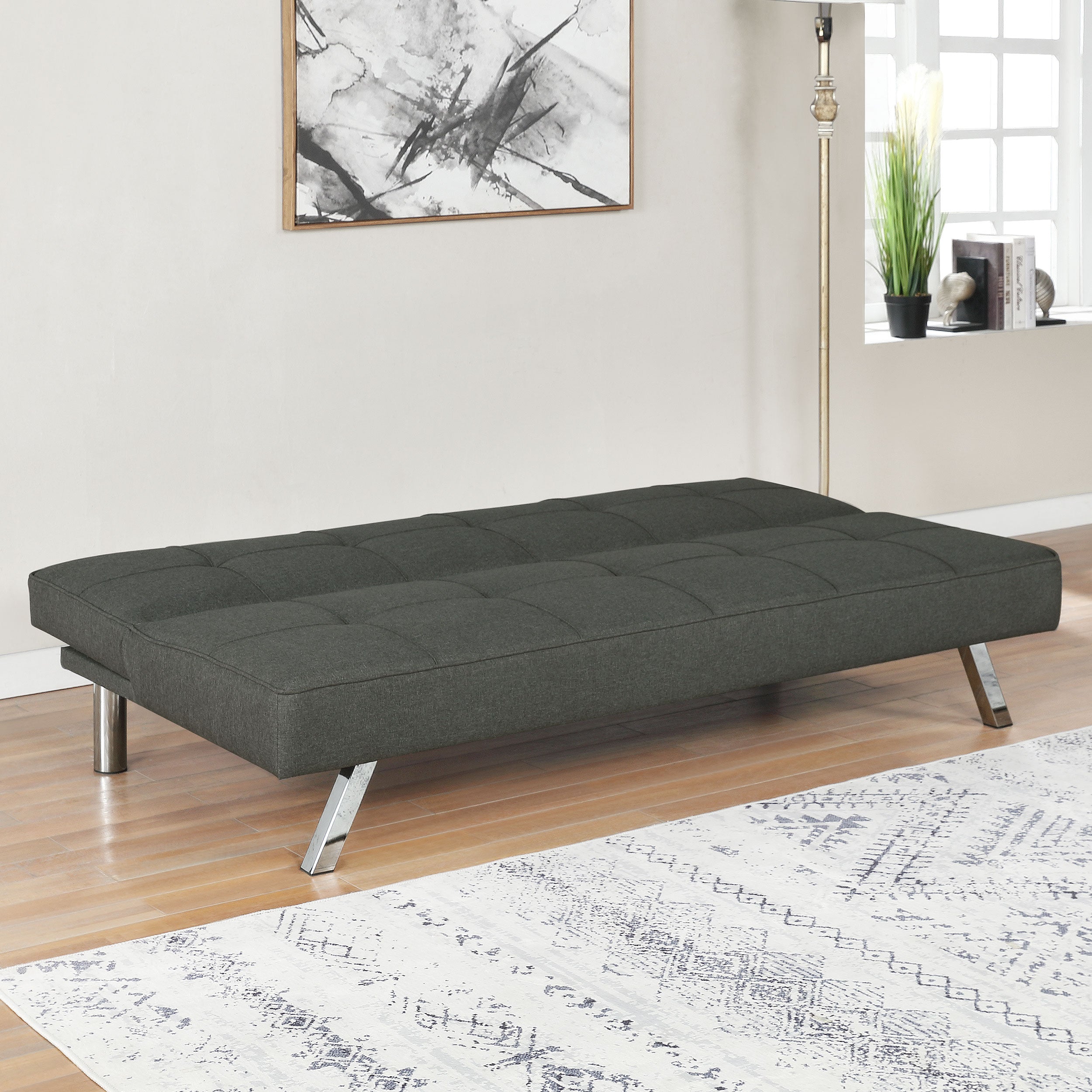 Joel Upholstered Tufted Convertible Sofa Bed Black