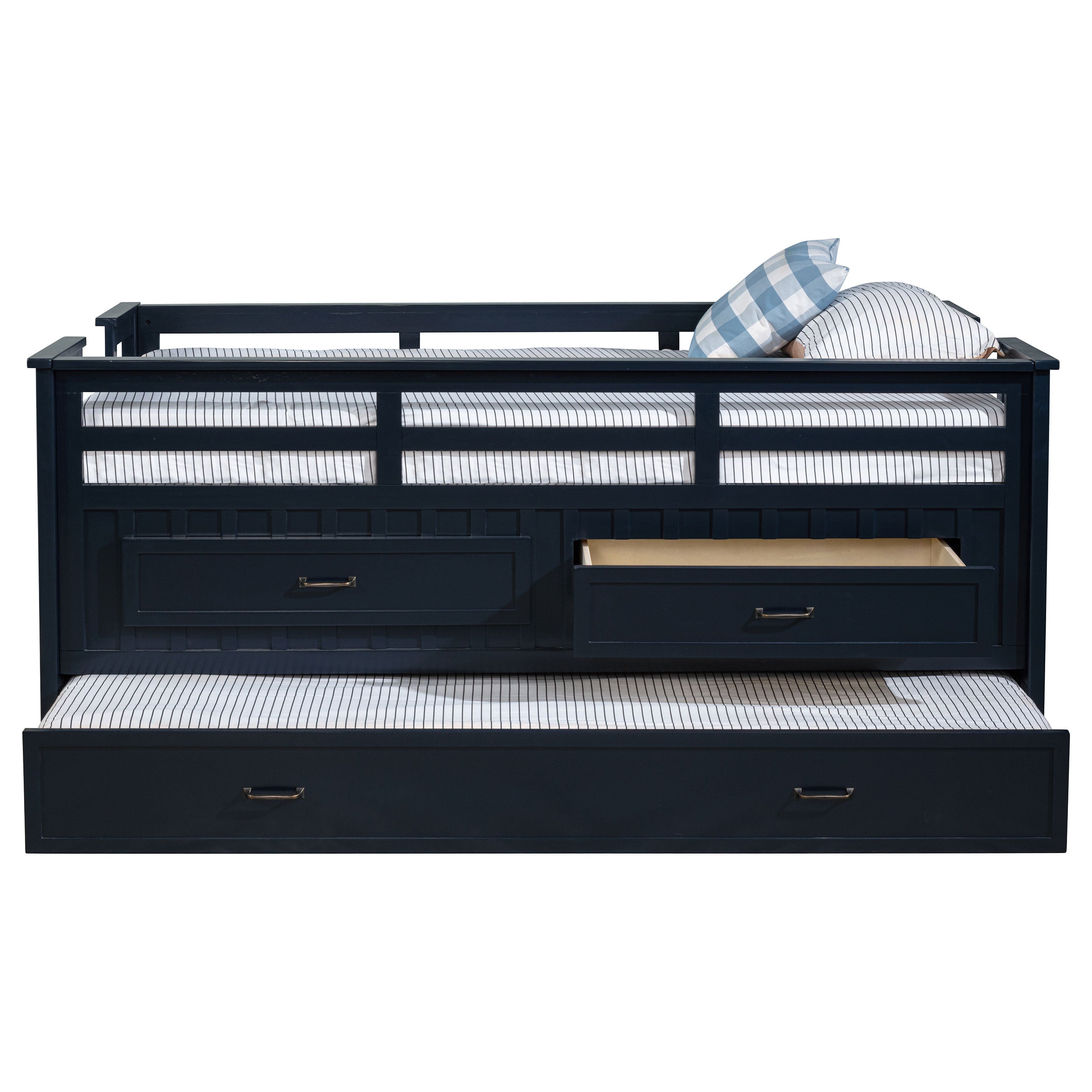 Carlsbad Wood Captains Bed With Trundle Medium Brown