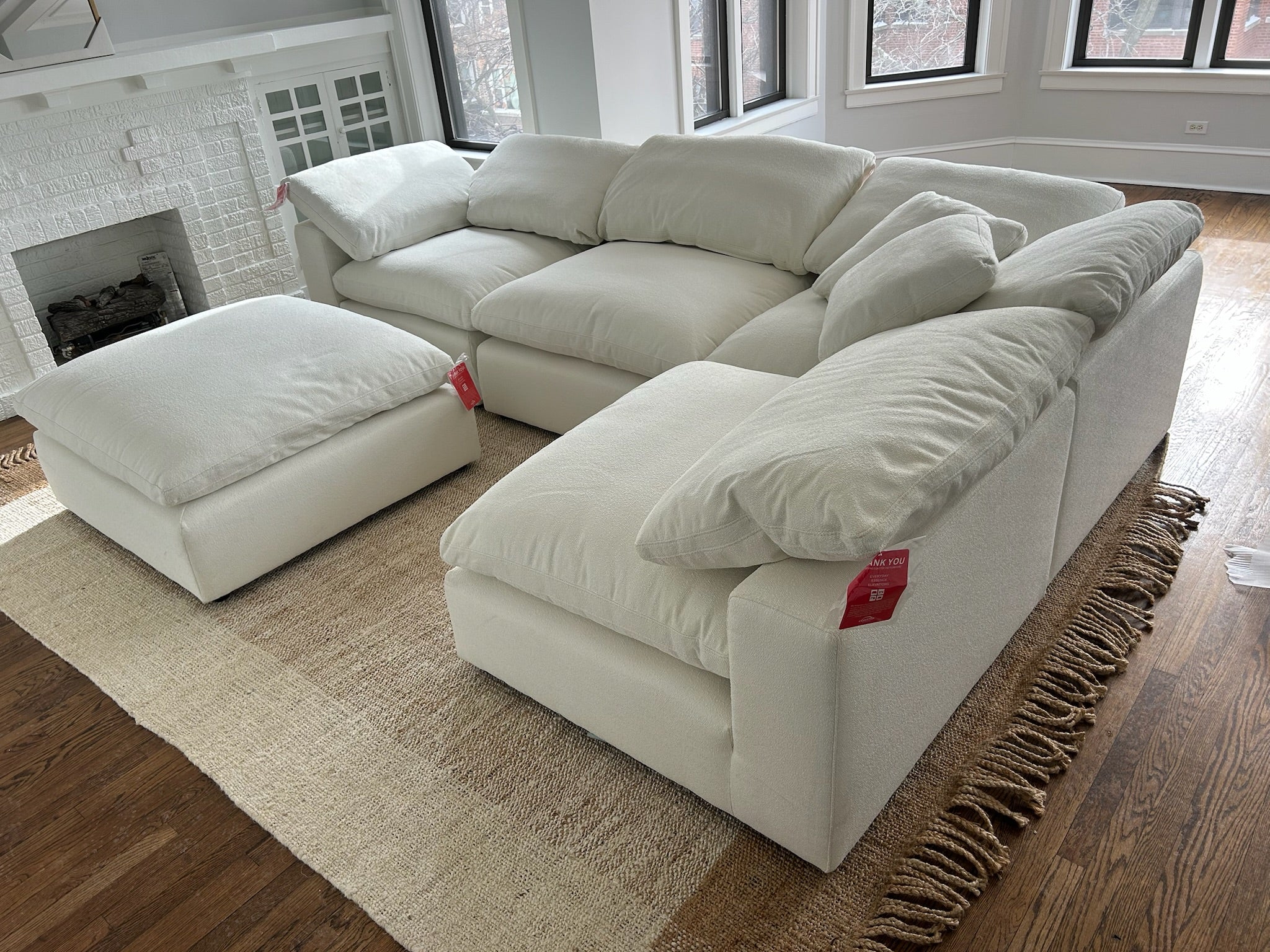 Luxe Dream Performance Bouclé Square Arm Cloud - Ivory/Slate Grey