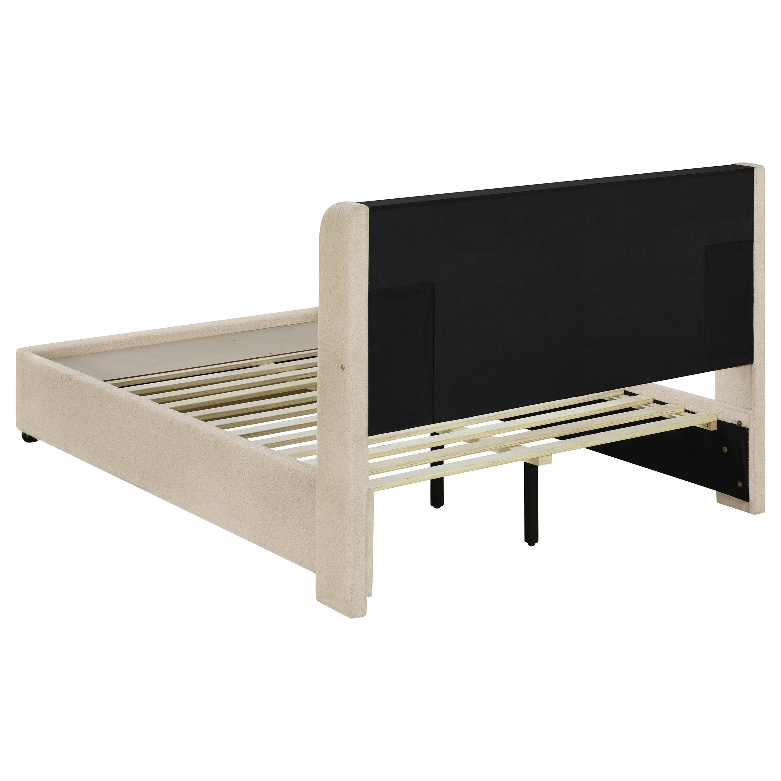 Madison Upholstered LED Storage Platform Bed Cream