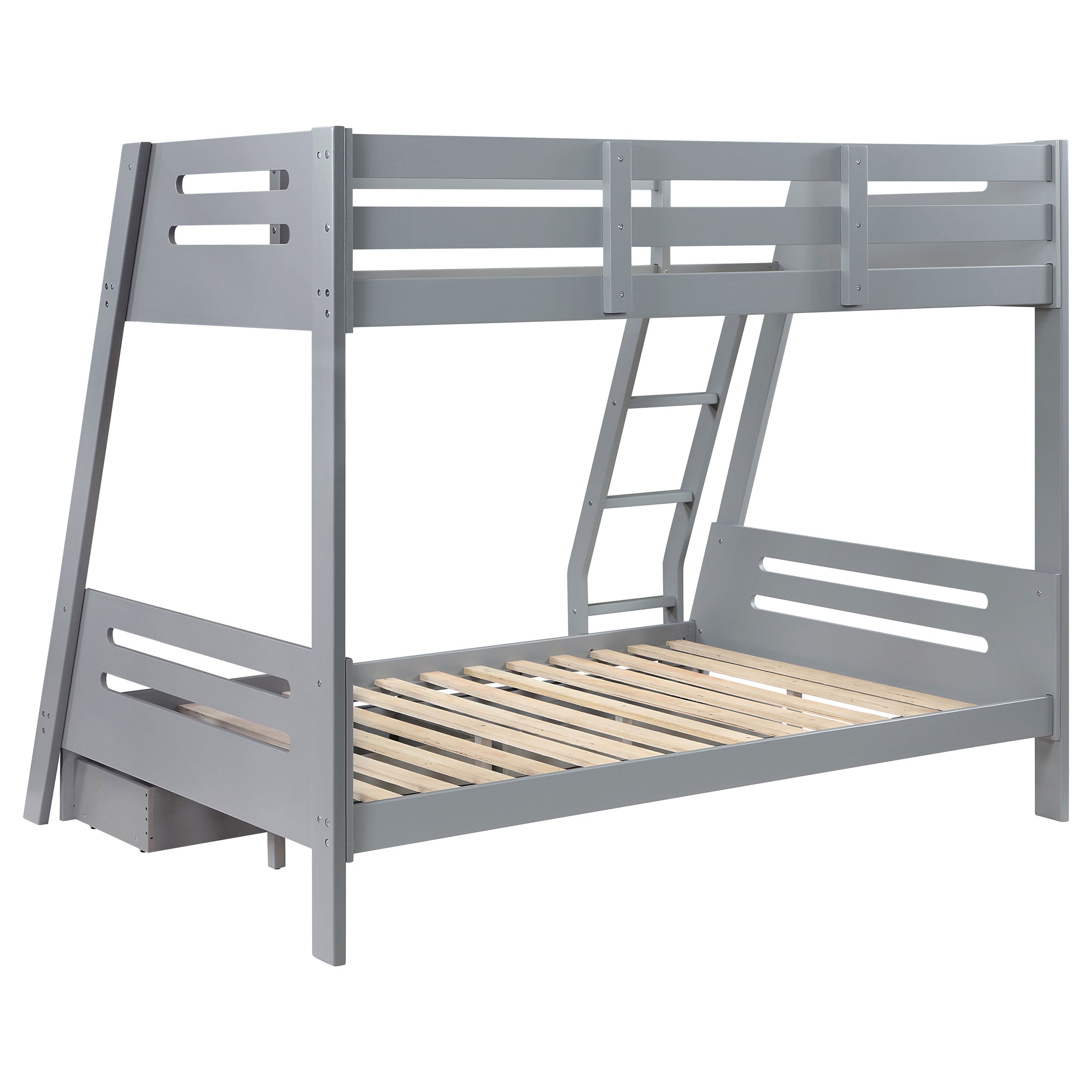 Trisha 2-drawer Wood Over Bunk Bed Grey