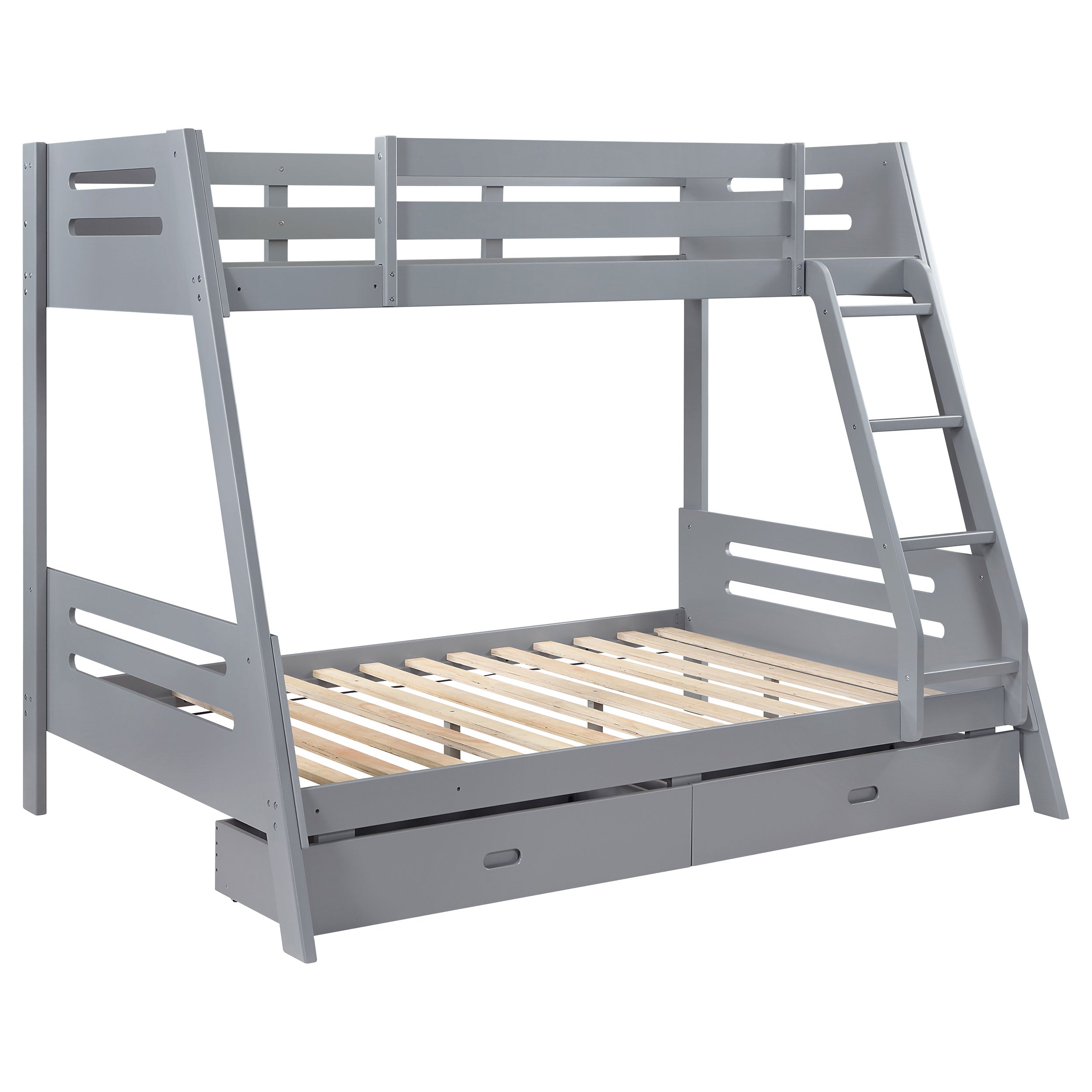 Trisha 2-drawer Wood Over Bunk Bed Grey