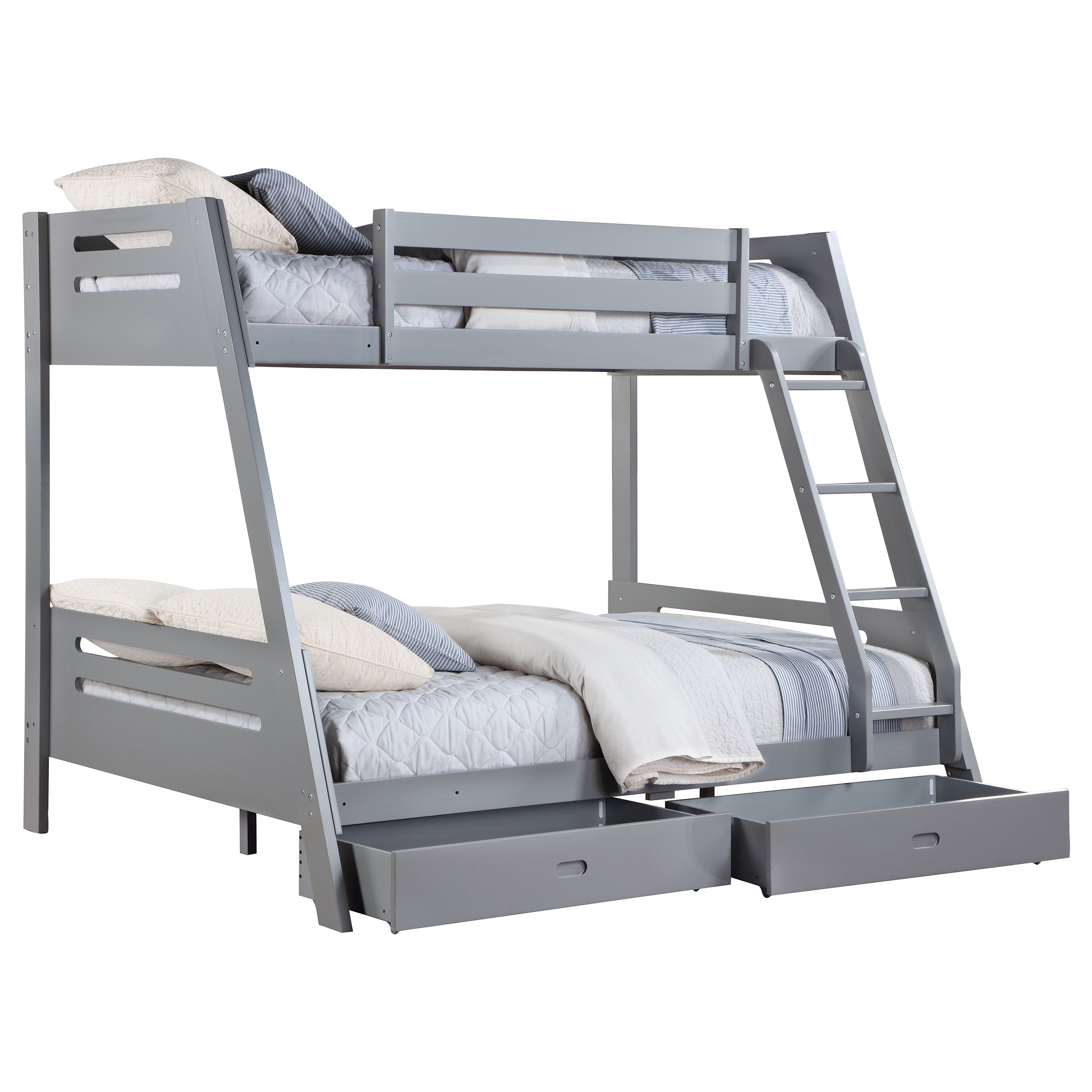 Trisha 2-drawer Wood Over Bunk Bed Grey