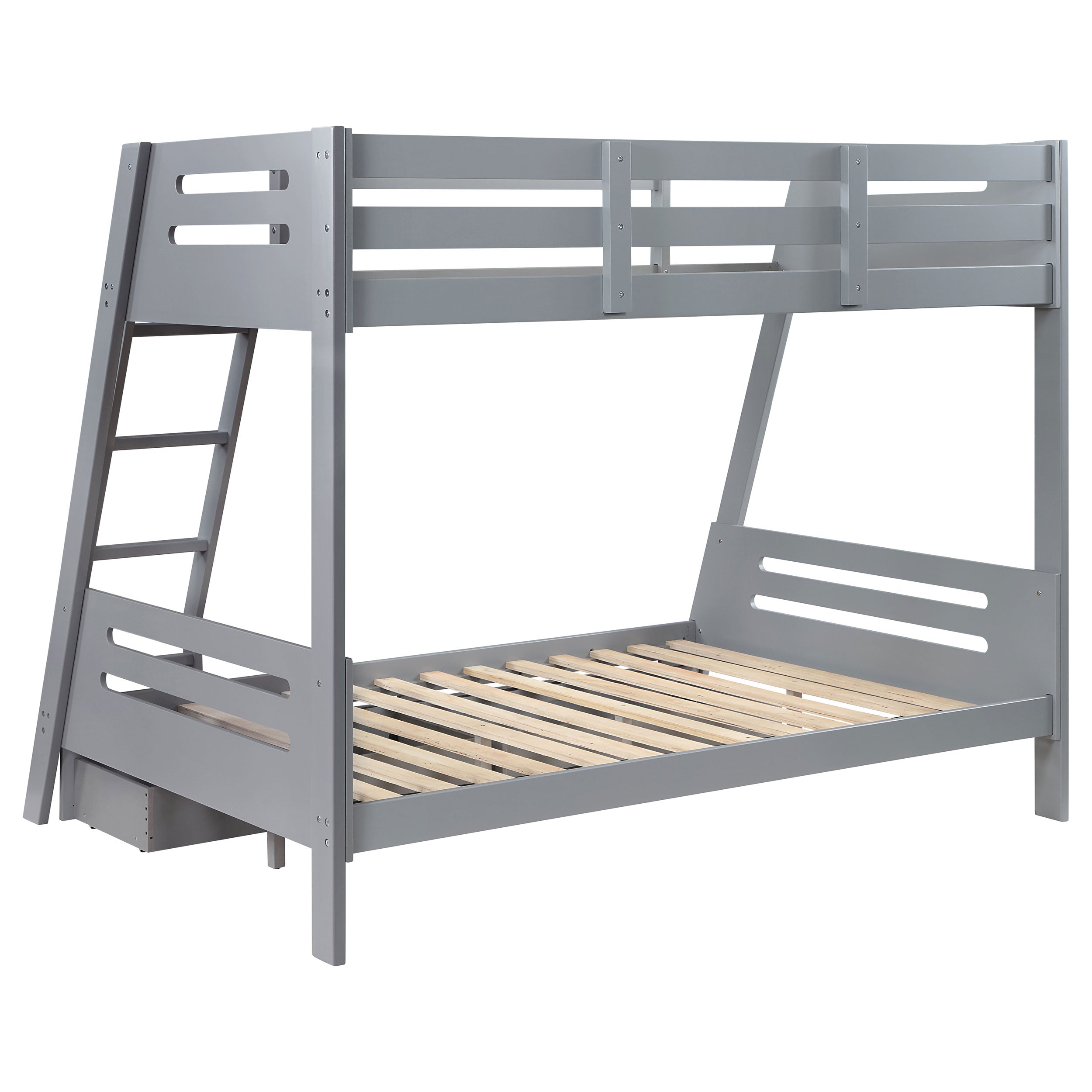 Trisha 2-drawer Wood Over Bunk Bed Grey