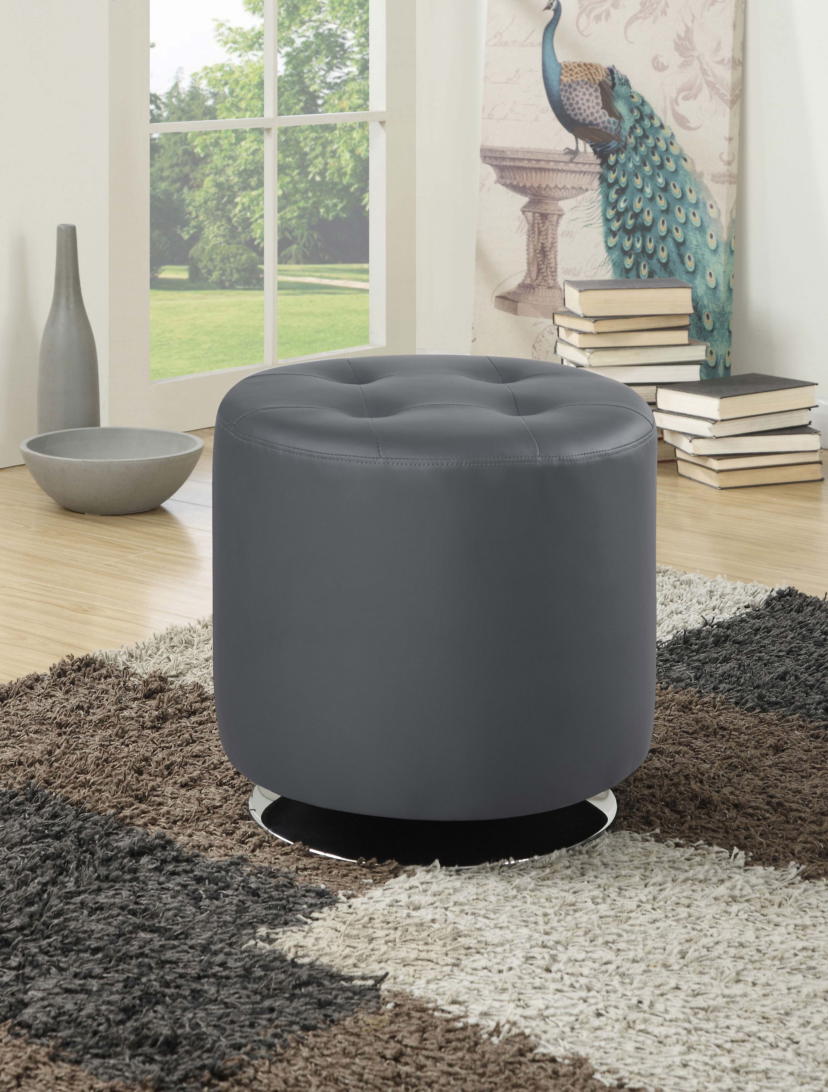 Bowman Round Upholstered Tufted Swivel Ottoman