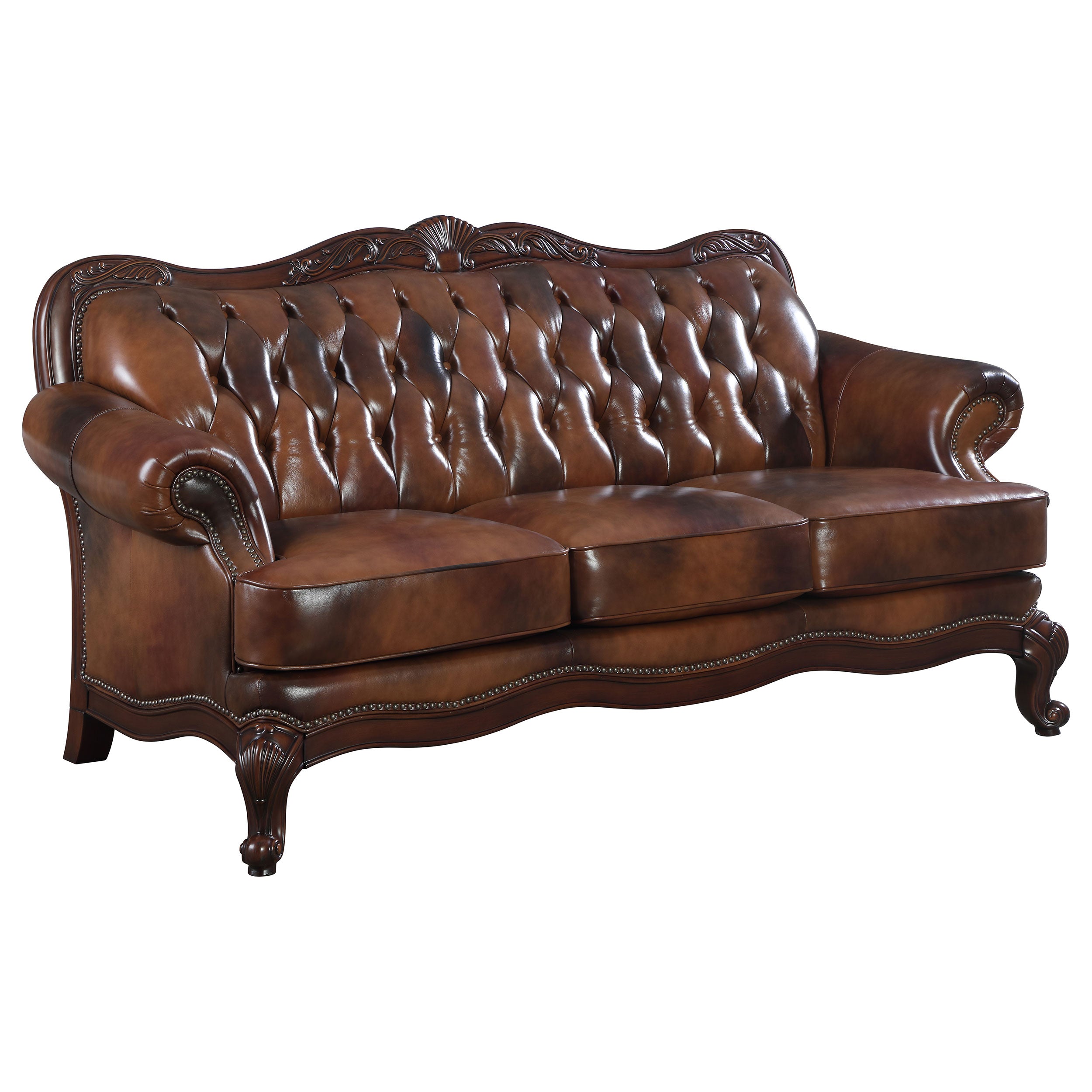 Victoria Leather Upholstered Sofa Set Brown