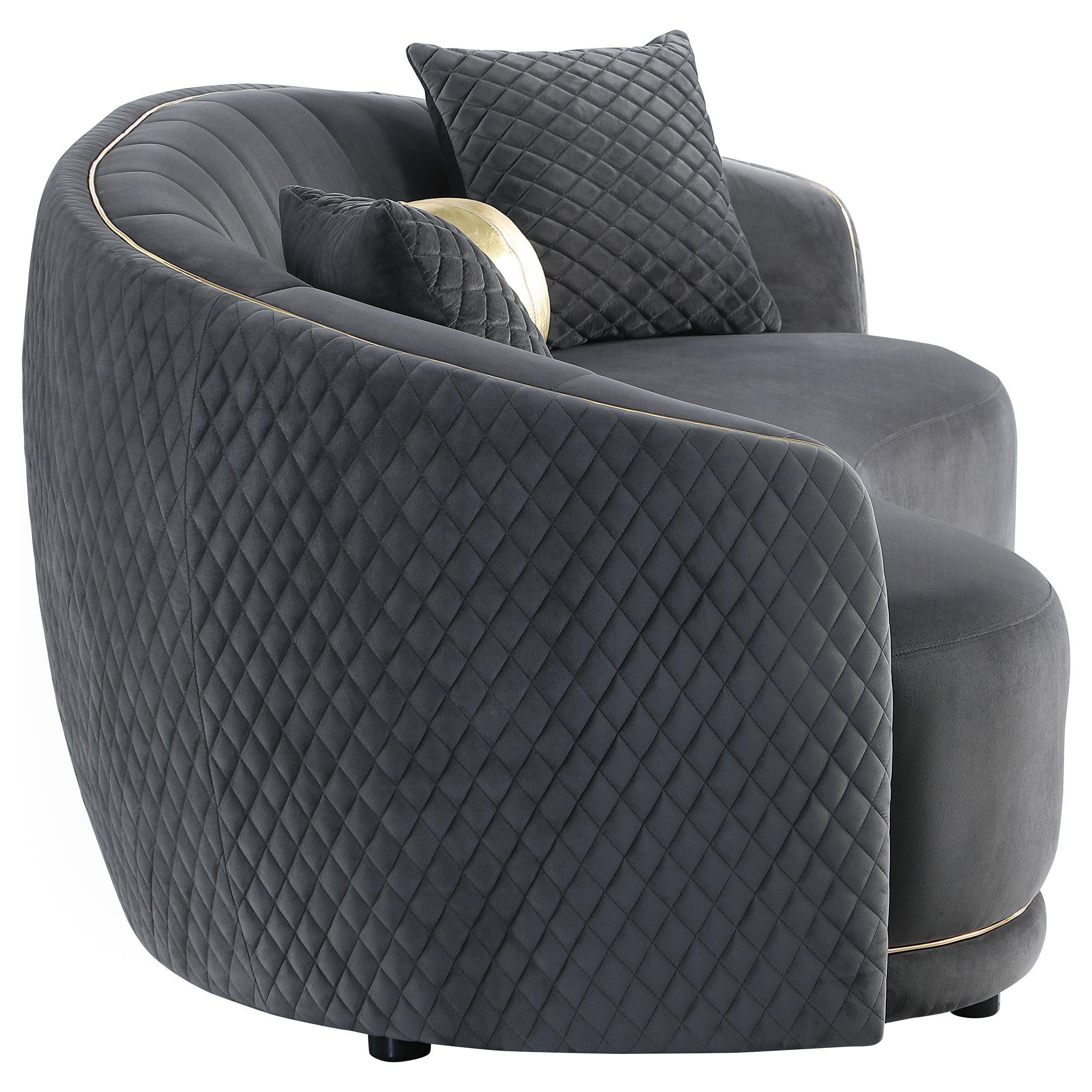 Brookside Velvet Upholstered Sofa Set Dark Grey