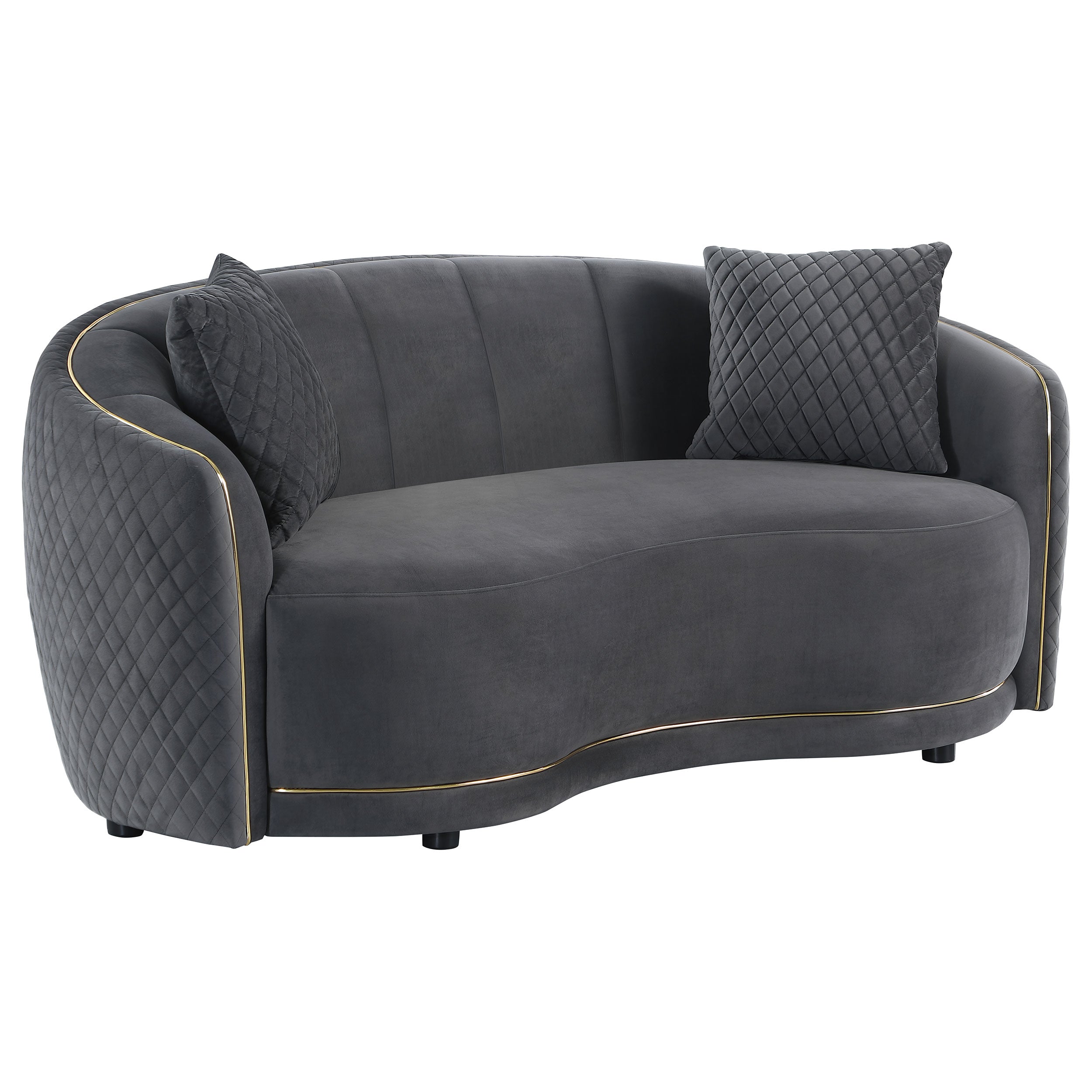 Brookside Velvet Upholstered Sofa Set Dark Grey