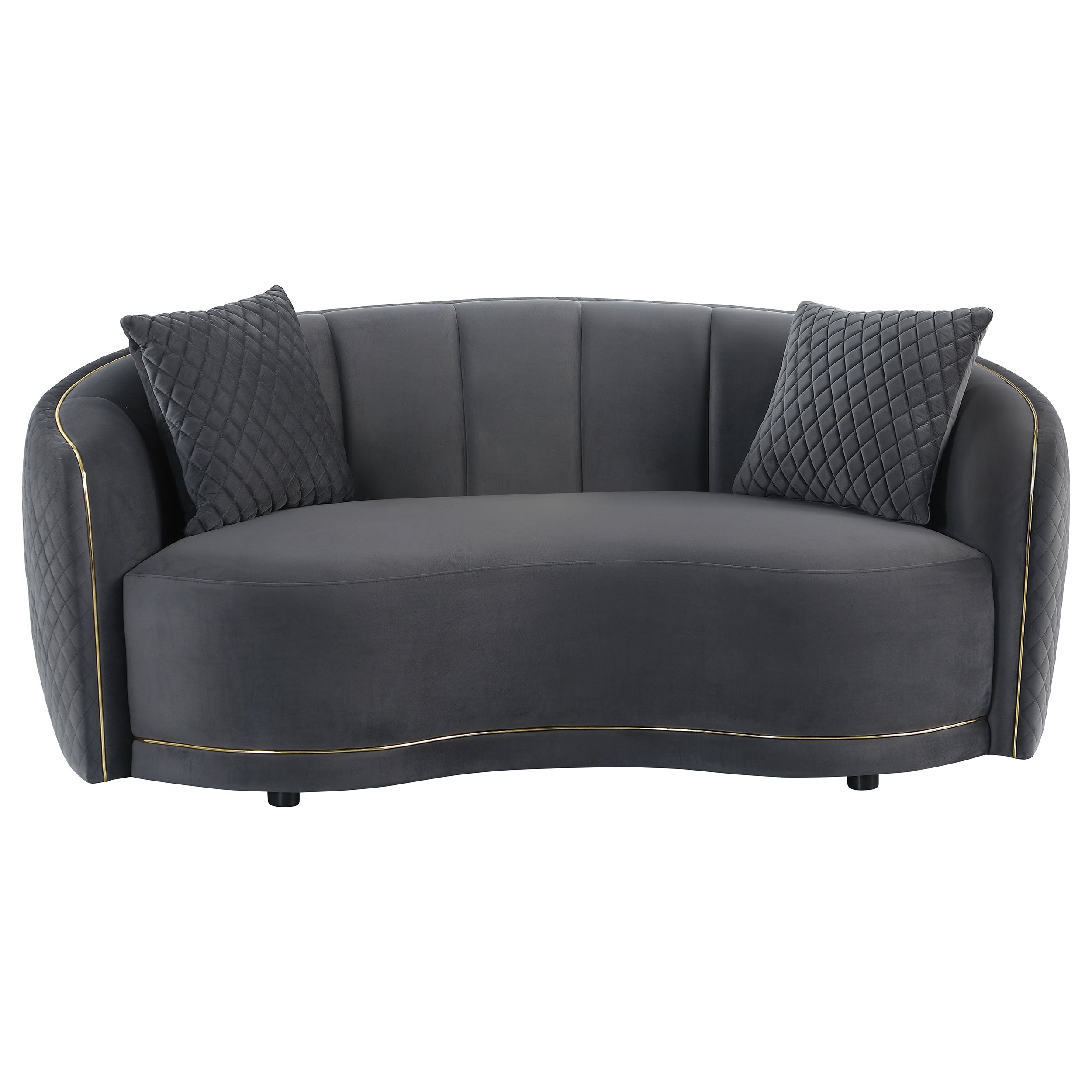 Brookside Velvet Upholstered Sofa Set Dark Grey
