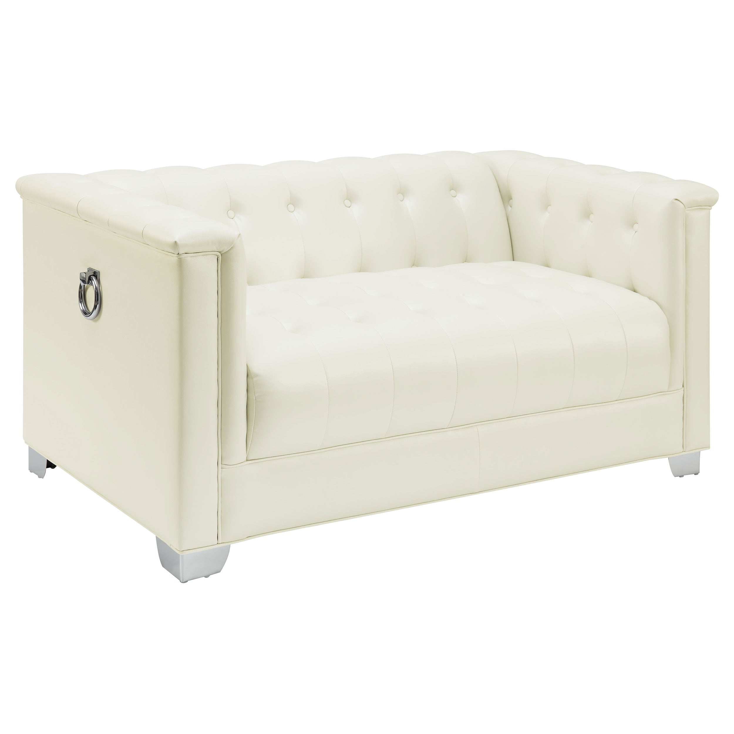 Chaviano  Upholstered Track Arm Sofa Set Pearl White