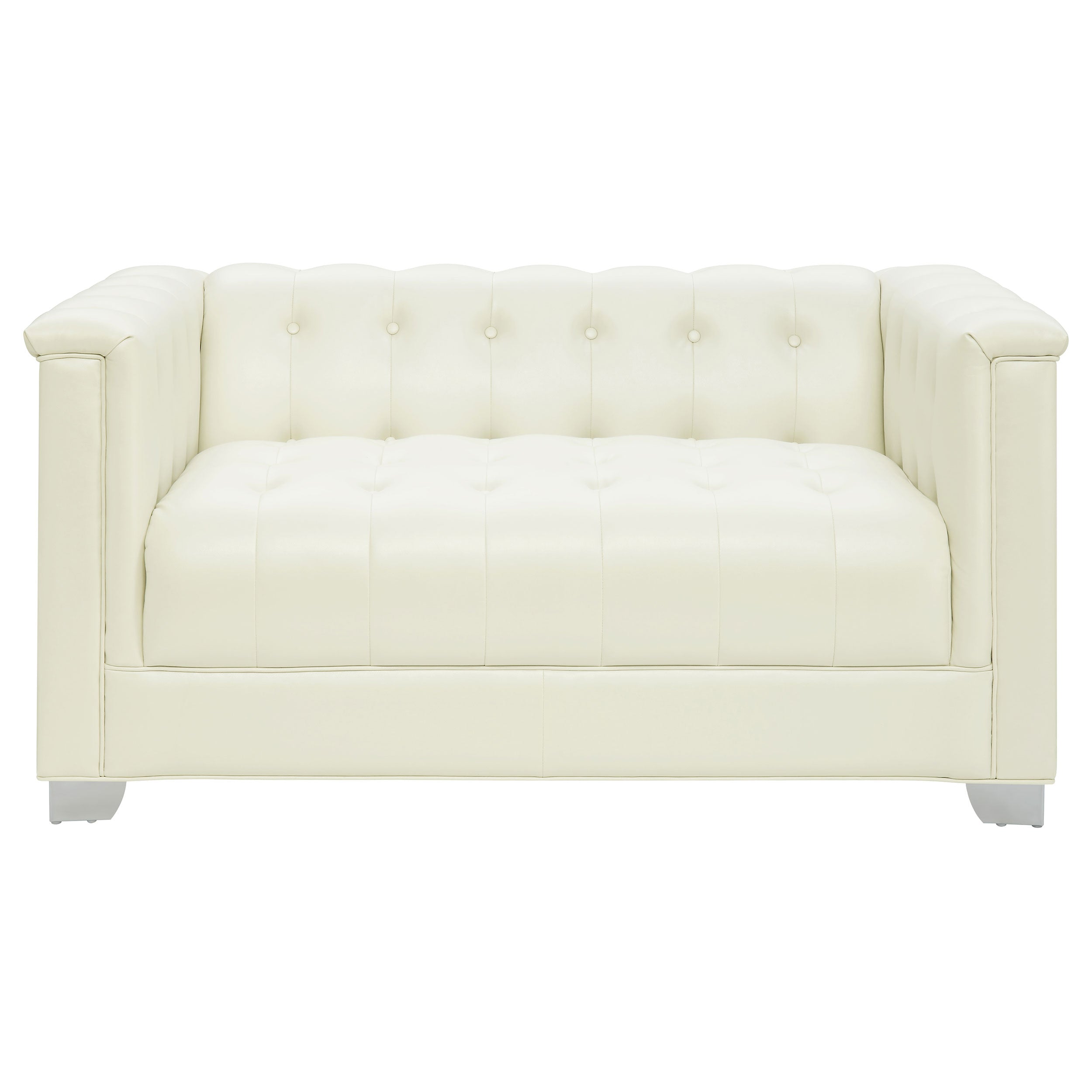 Chaviano  Upholstered Track Arm Sofa Set Pearl White