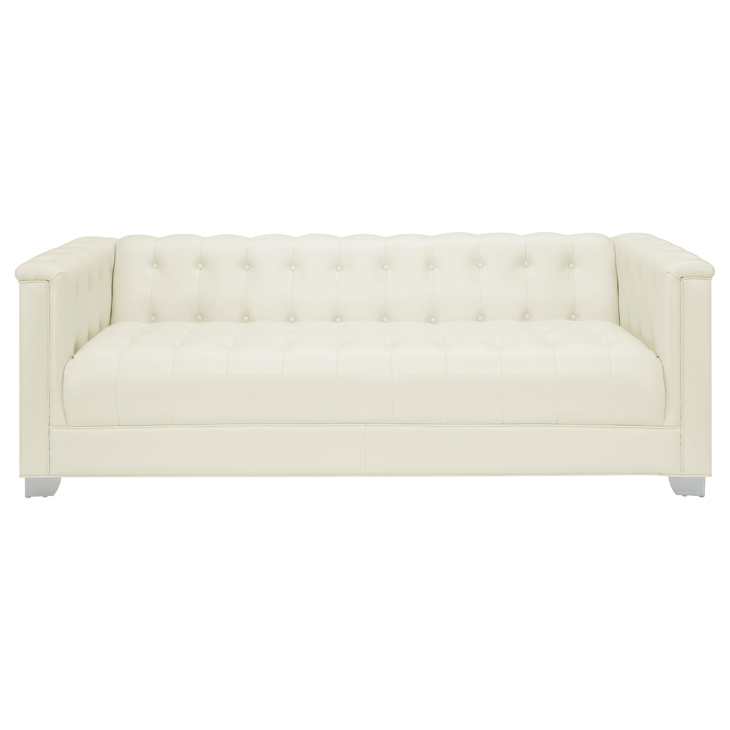 Chaviano  Upholstered Track Arm Sofa Set Pearl White