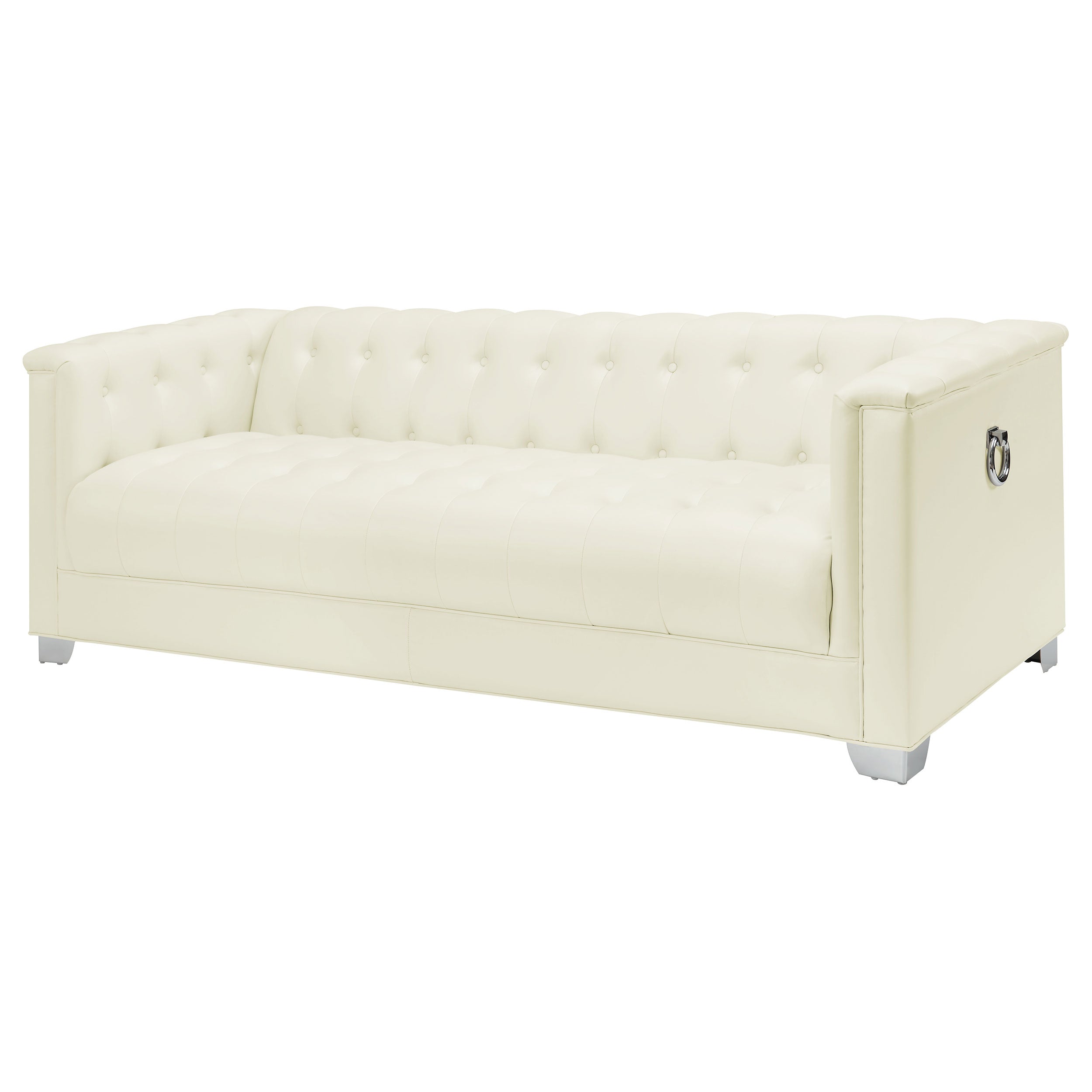 Chaviano Upholstered Track Arm Sofa Pearl White
