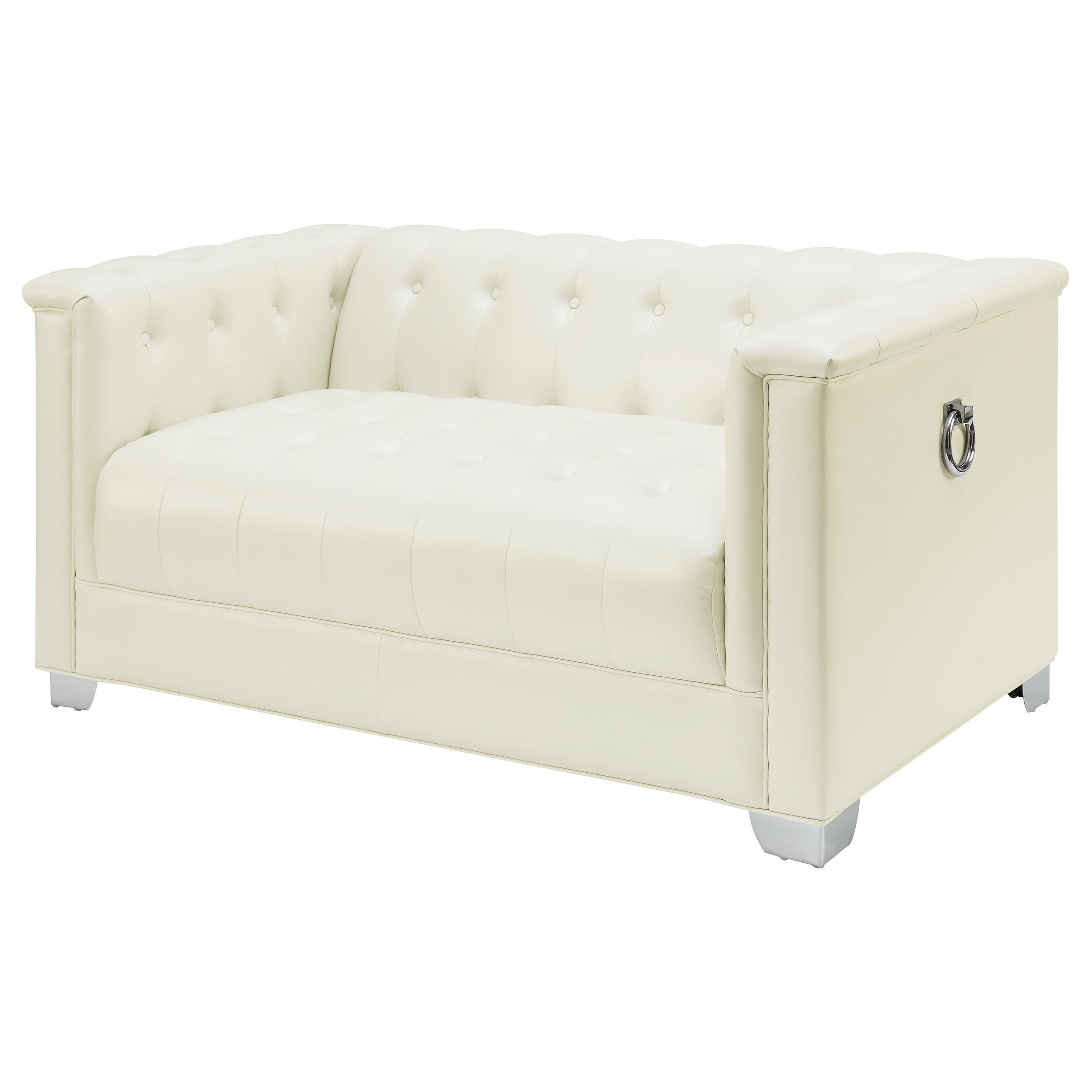 Chaviano Upholstered Track Arm Loveseat Pearl White