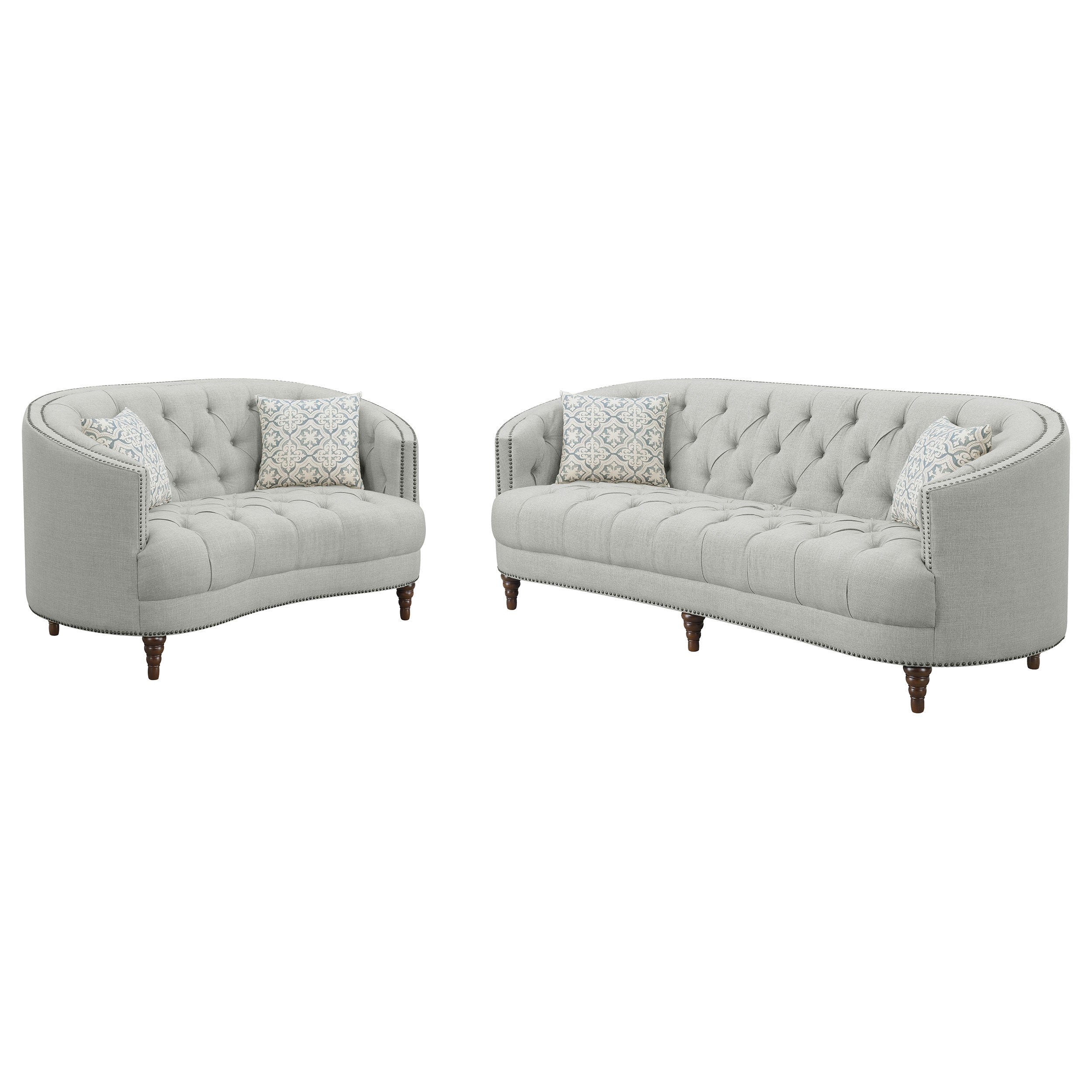Avonlea Upholstered Sloped Arm Sofa Set Grey Fabric