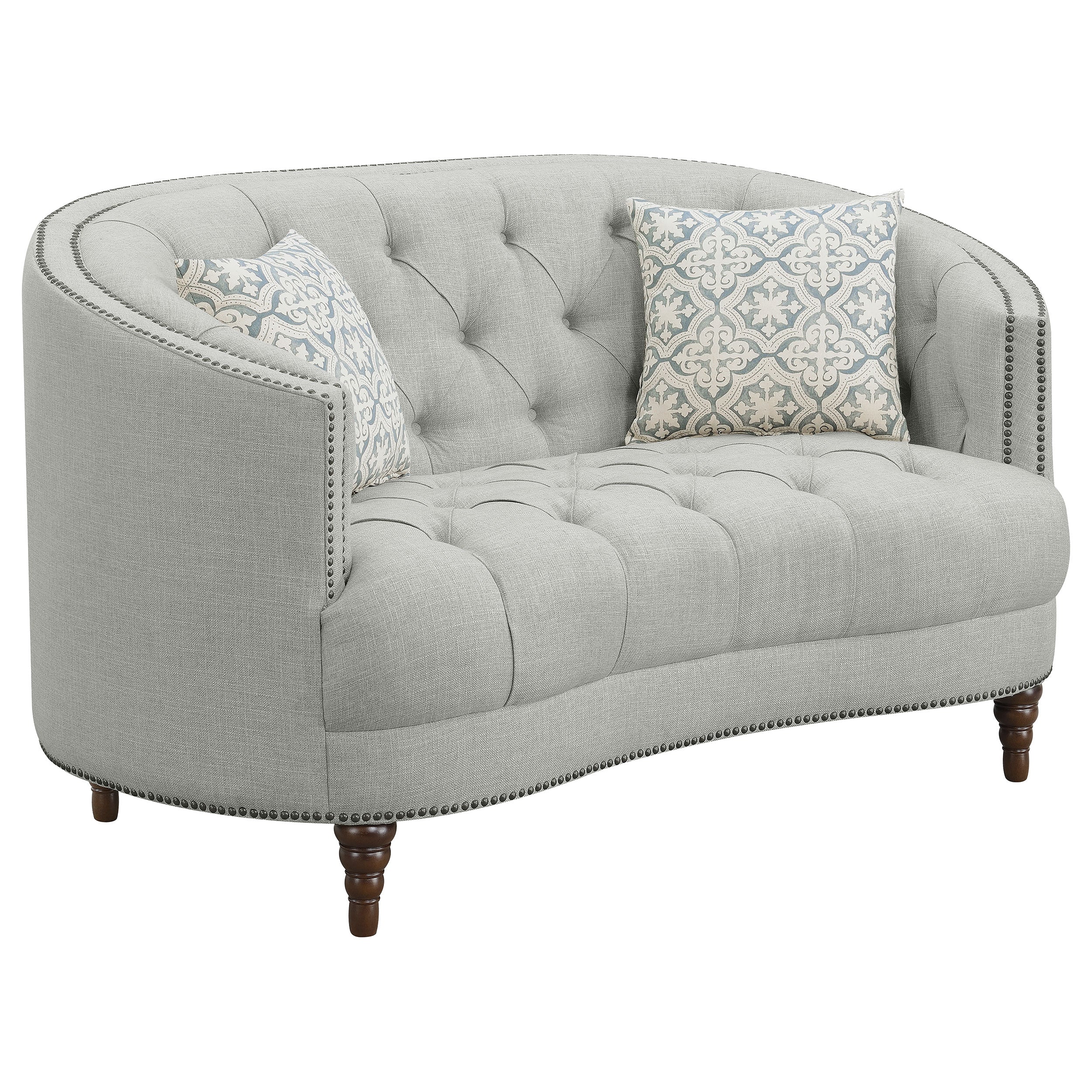 Avonlea Upholstered Sloped Arm Sofa Set Grey Fabric