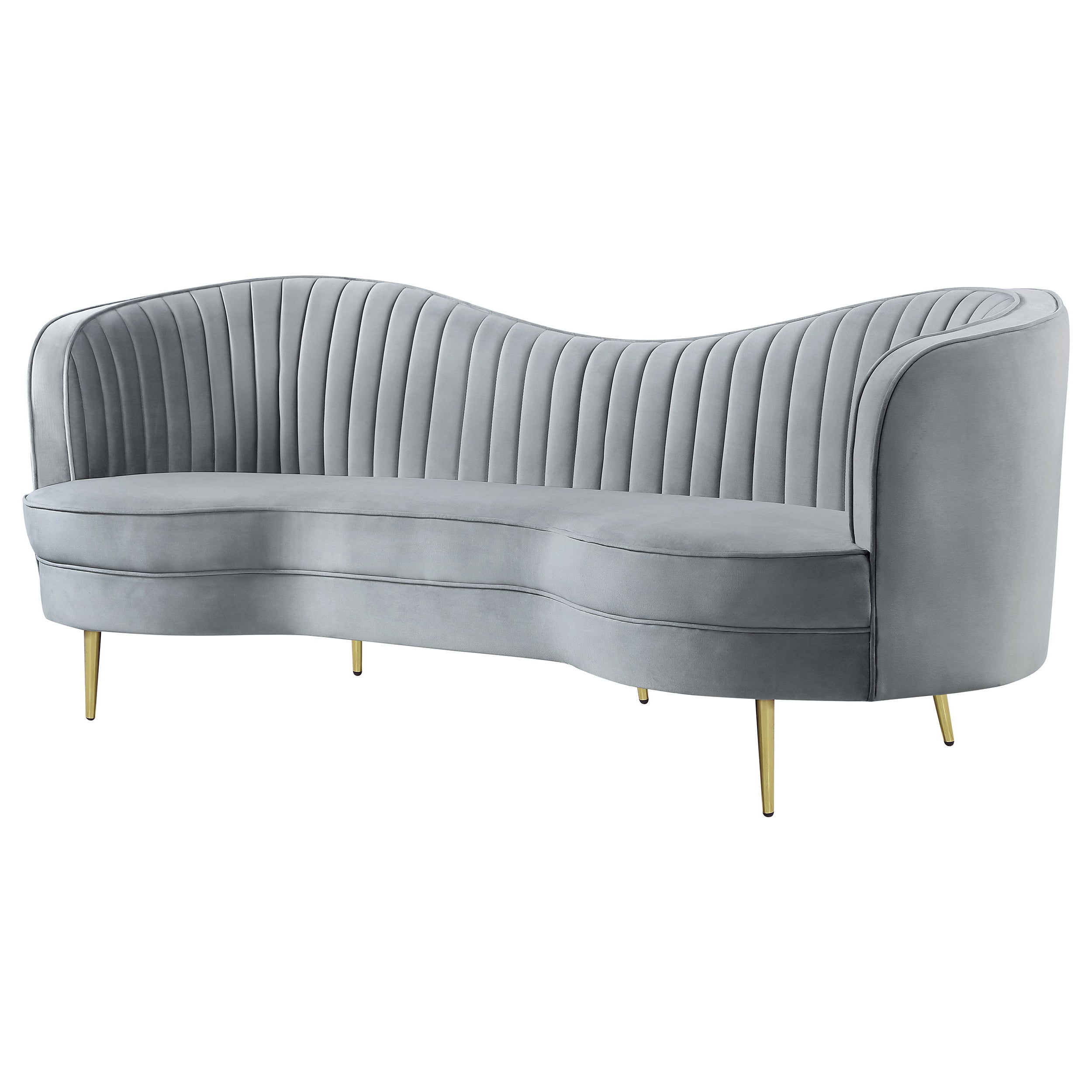 Sophia Upholstered Channel Tufted Sofa Blue