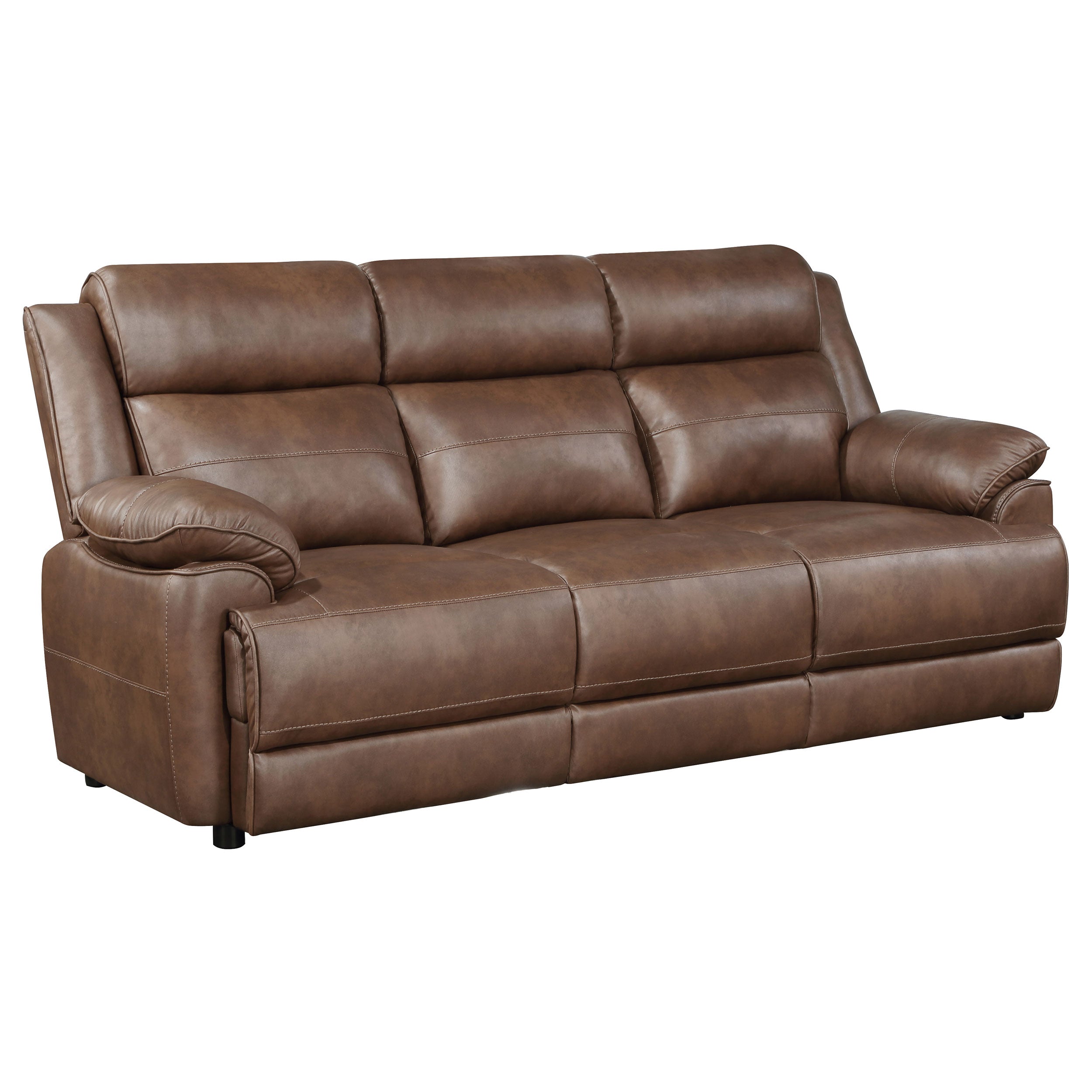 Ellington Upholstered Padded Arm Sofa Set Dark Brown