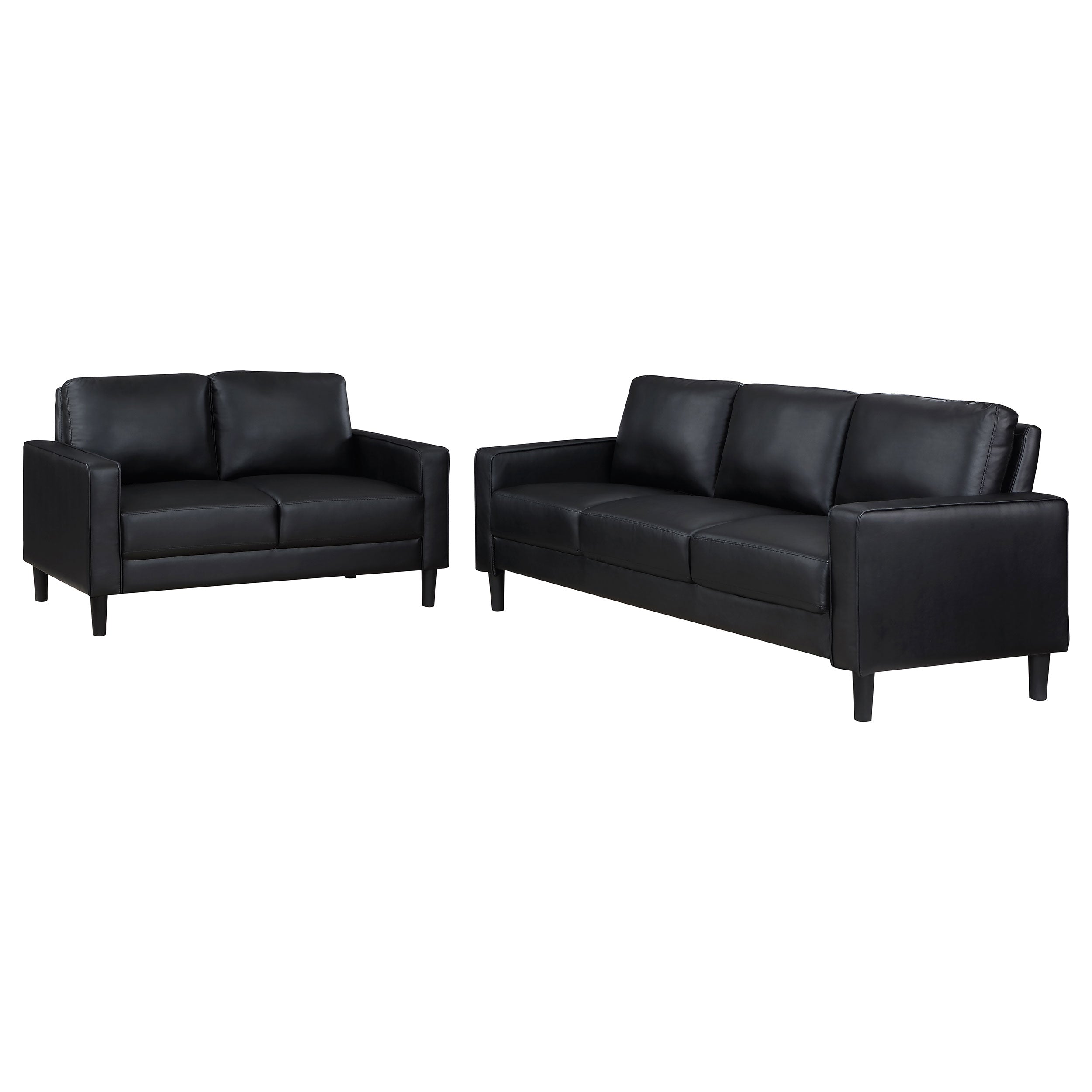 Ruth Upholstered Track Arm Sofa Set Black