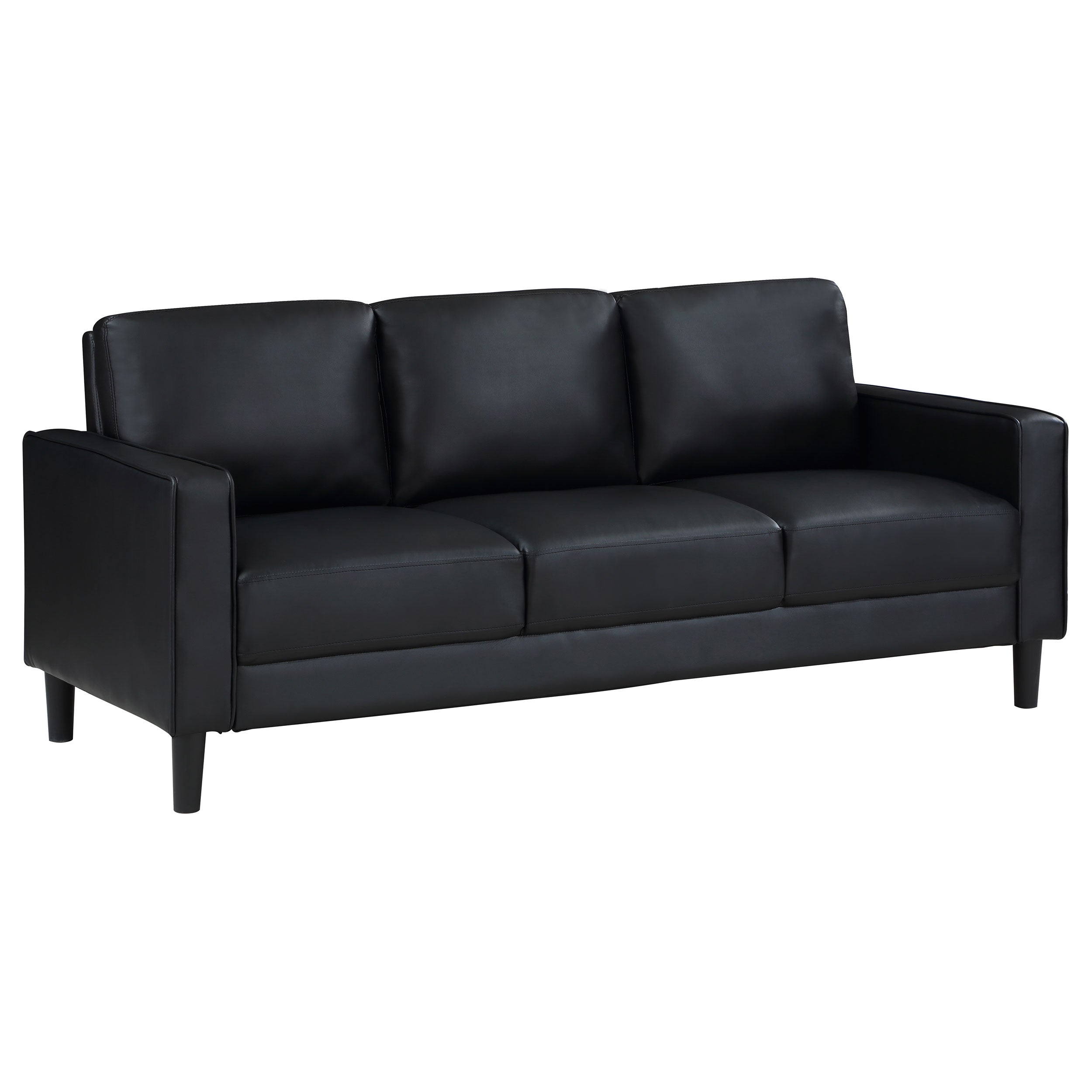 Ruth Upholstered Track Arm Sofa Set Black