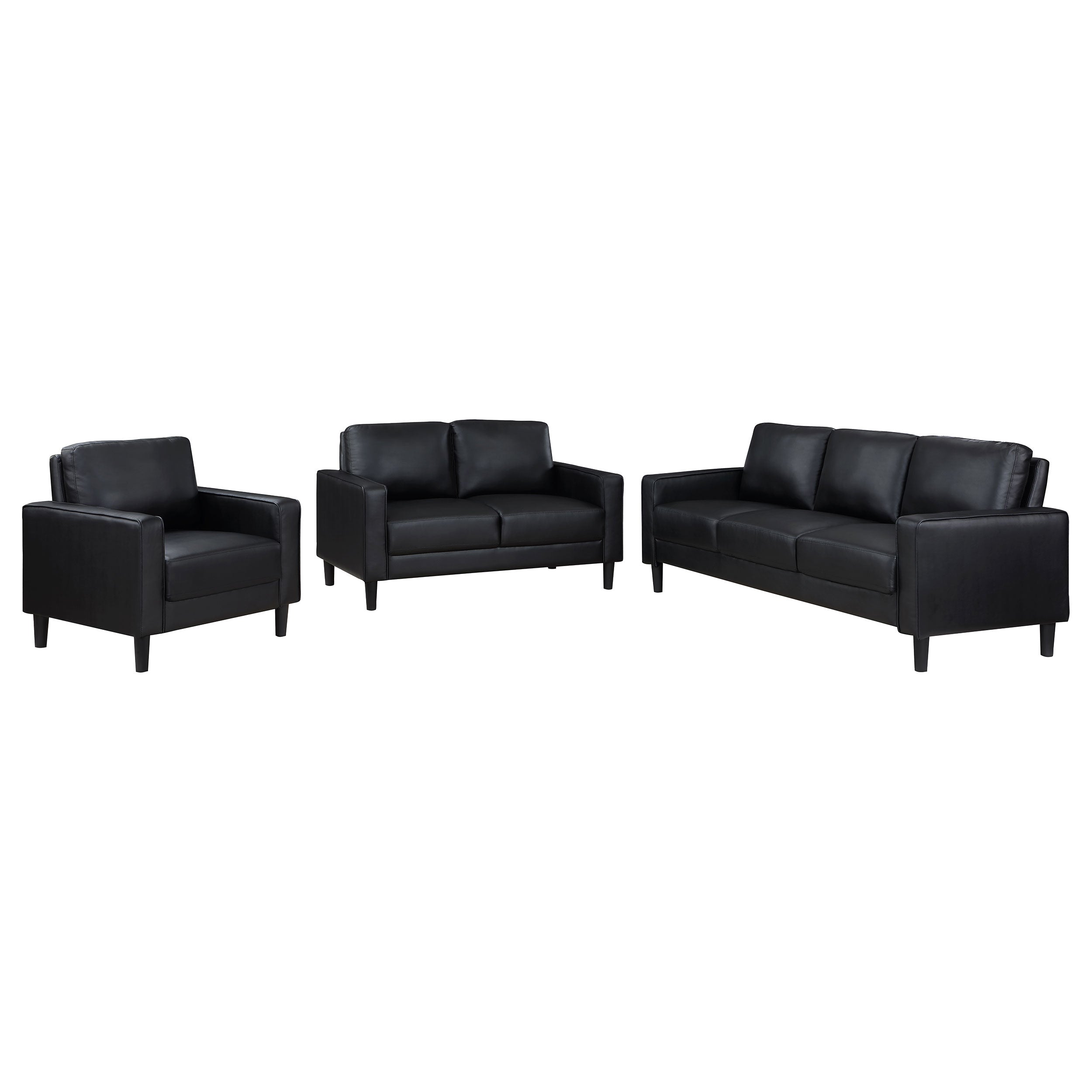 Ruth Upholstered Track Arm Sofa Set Black
