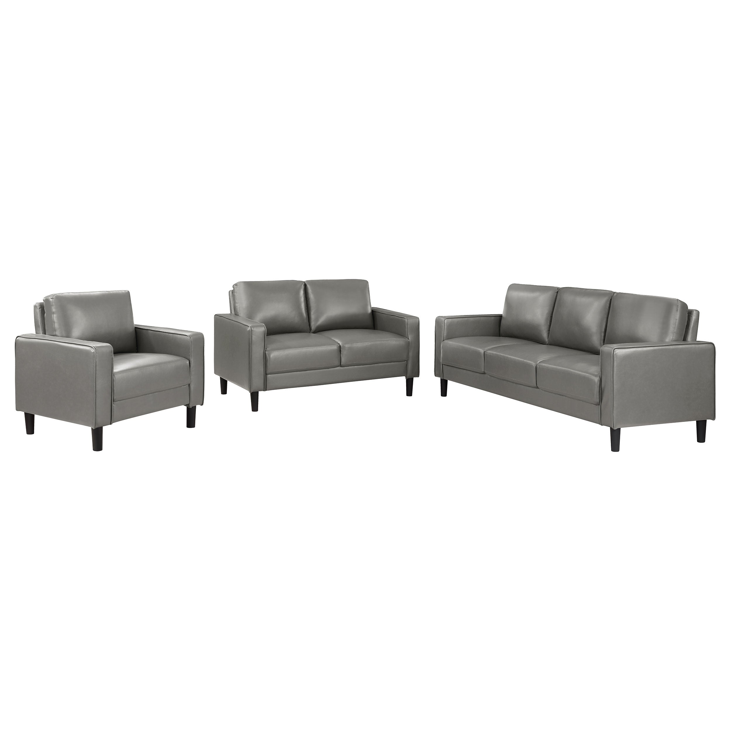 Ruth Upholstered Track Arm Sofa Set Black