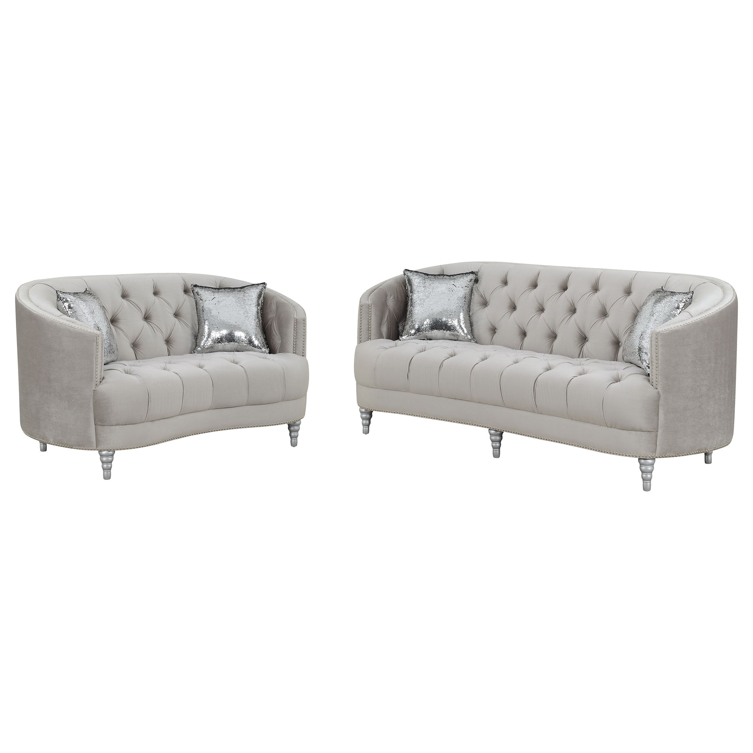 Avonlea Upholstered Sloped Arm Sofa Set Grey Fabric