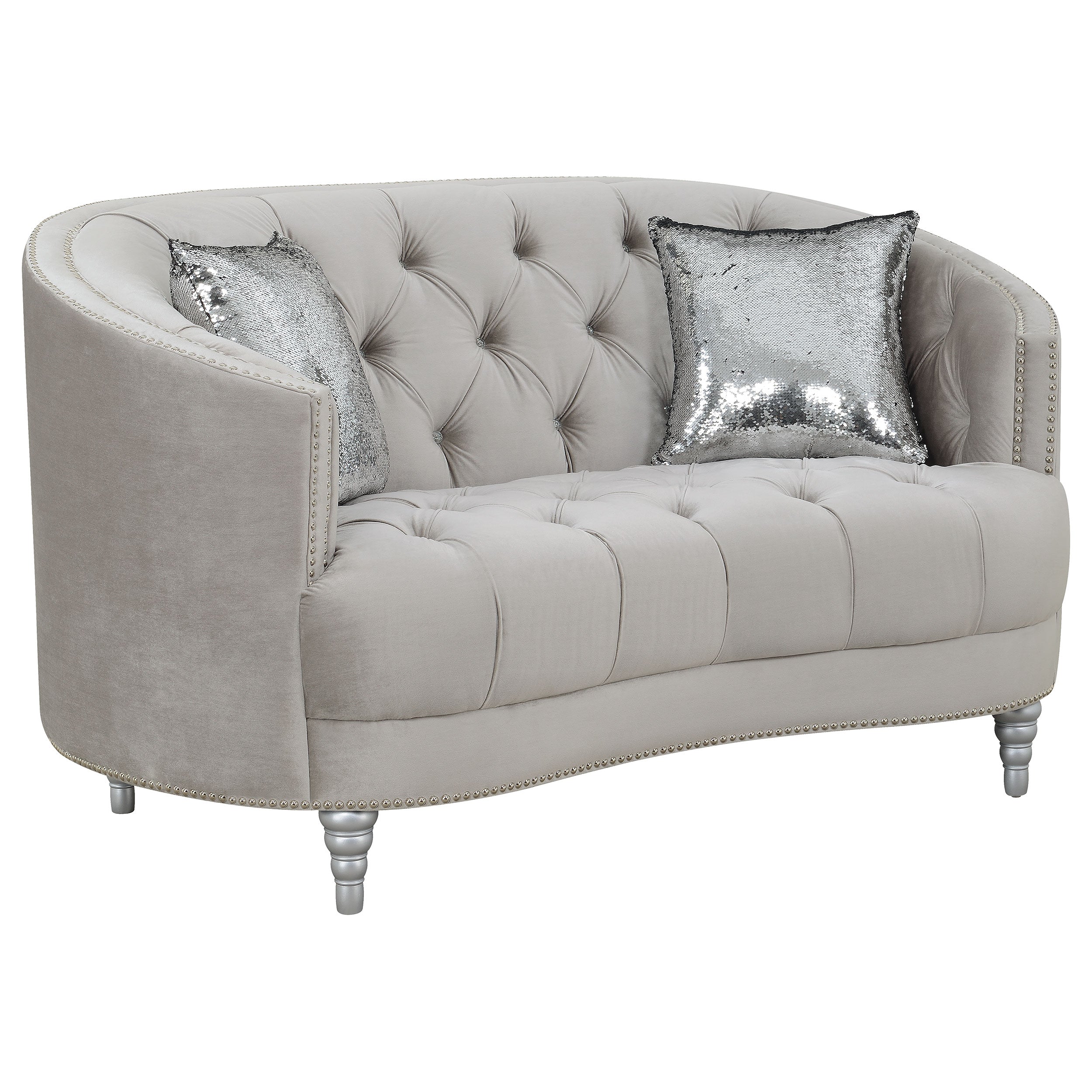 Avonlea Upholstered Sloped Arm Loveseat Grey Fabric