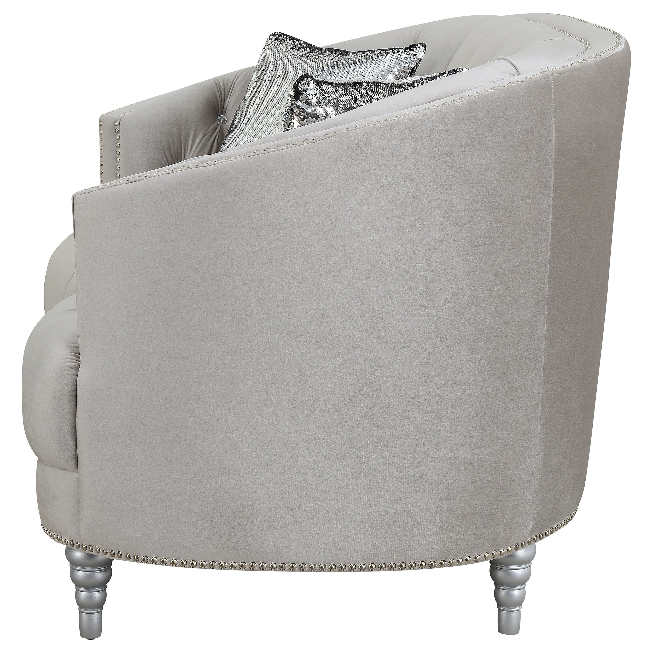 Avonlea Upholstered Sloped Arm Loveseat Grey Fabric