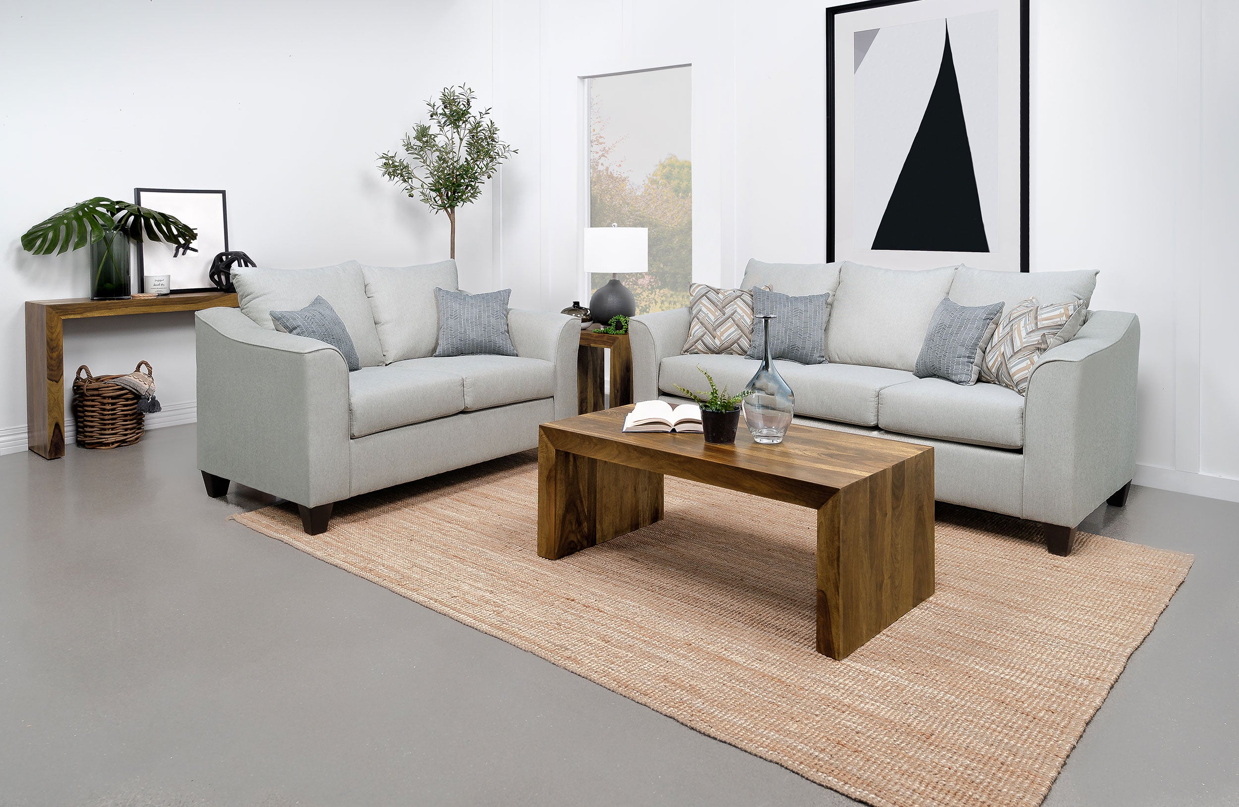 Salizar Upholstered Flared Arm Sofa Set Grey