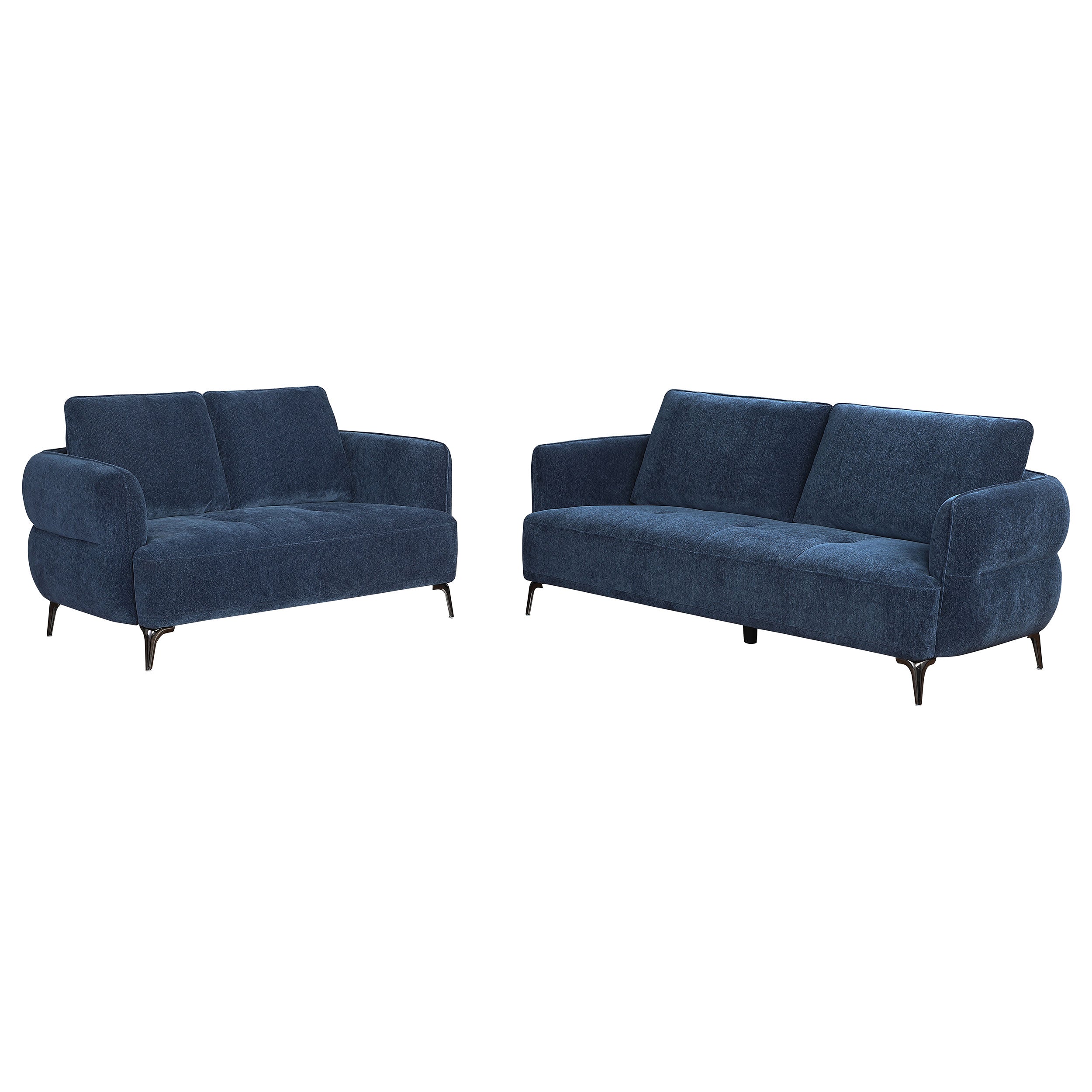 Lively Chenille Upholstered Sofa Set Blue