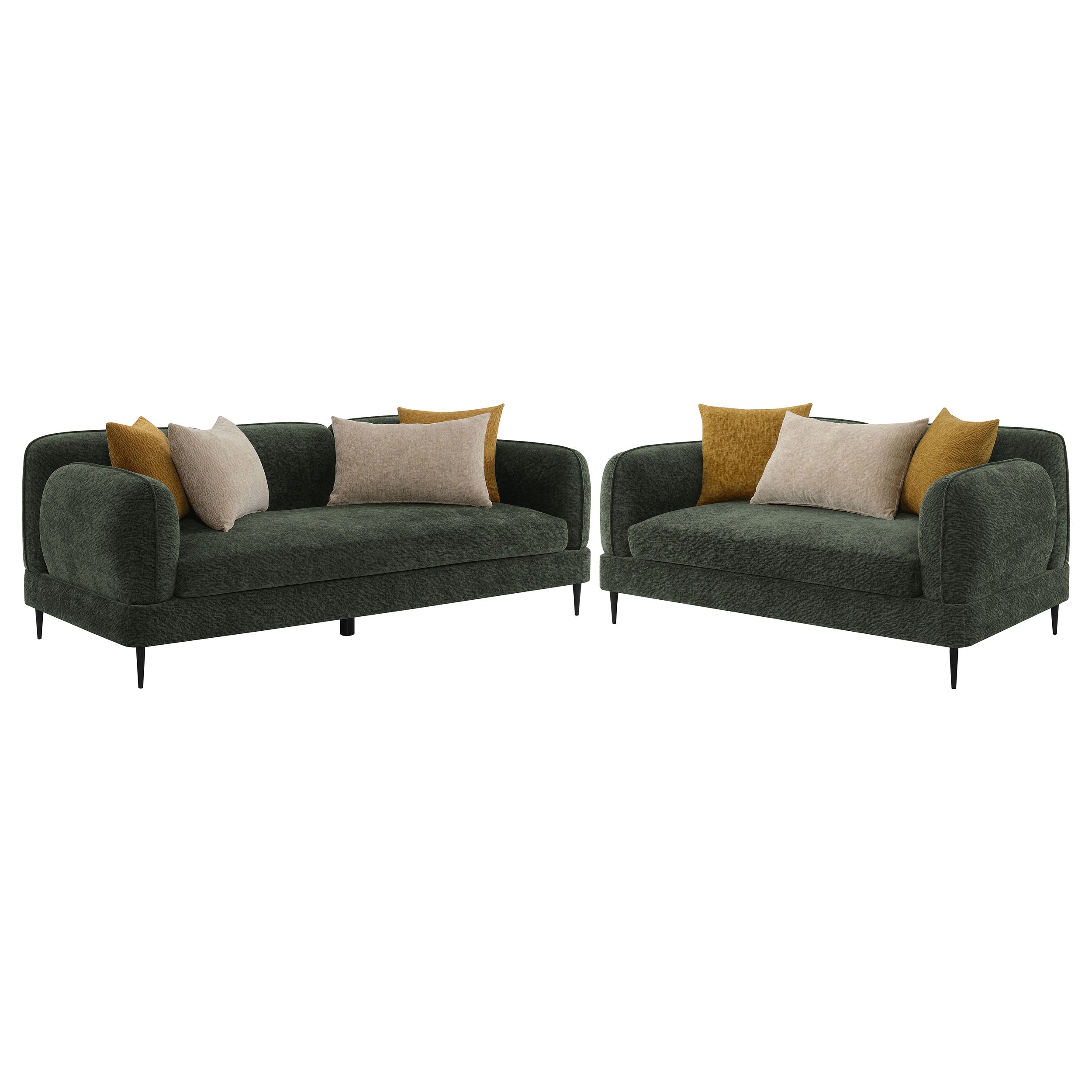 Jade Chenille Upholstered Sofa Set Green