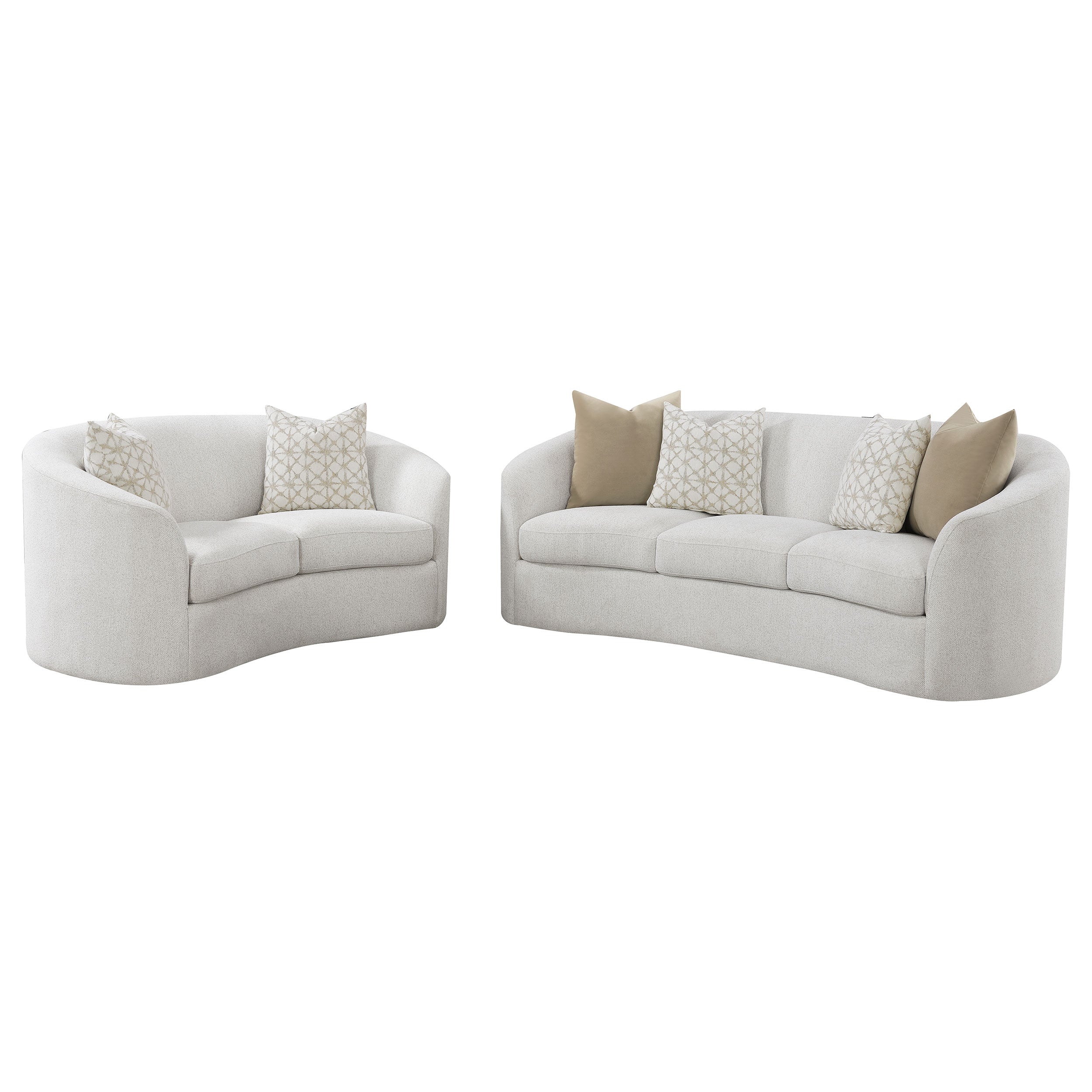 Rainn Boucle Upholstered Sloped Arm Sofa Set Latte