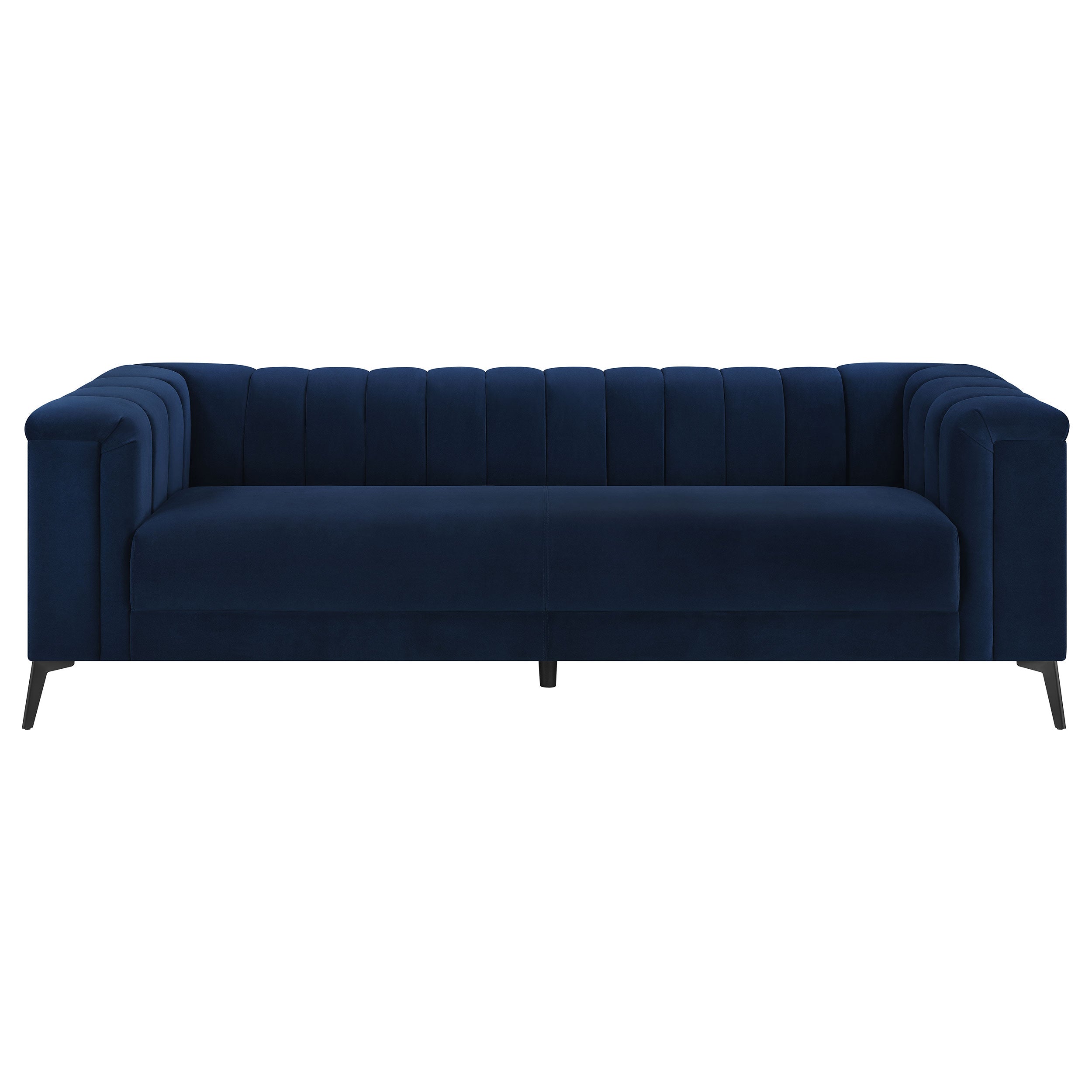 Chalet Upholstered Tuxedo Arm Tufted Sofa Set Blue
