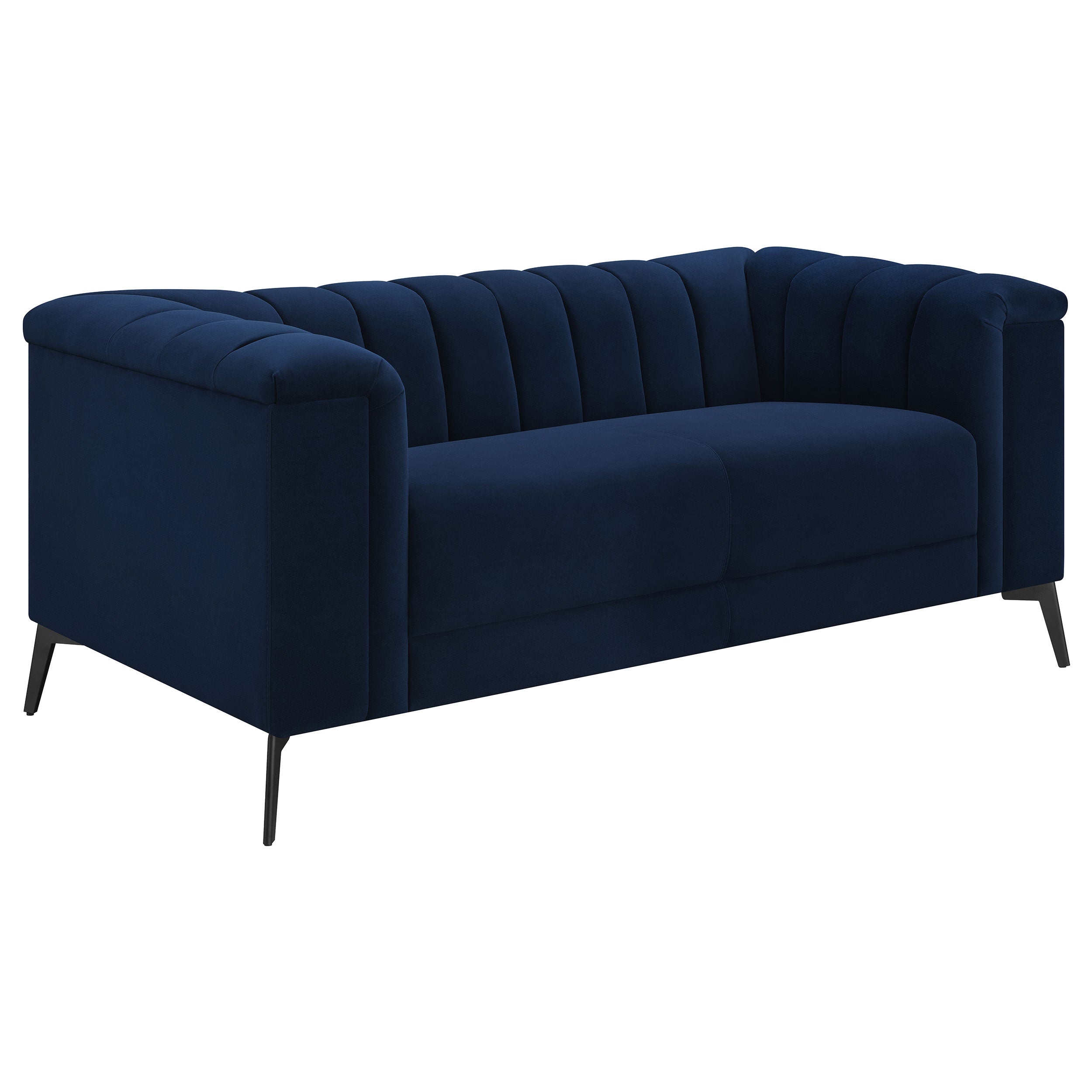 Chalet Upholstered Tuxedo Arm Tufted Sofa Set Blue
