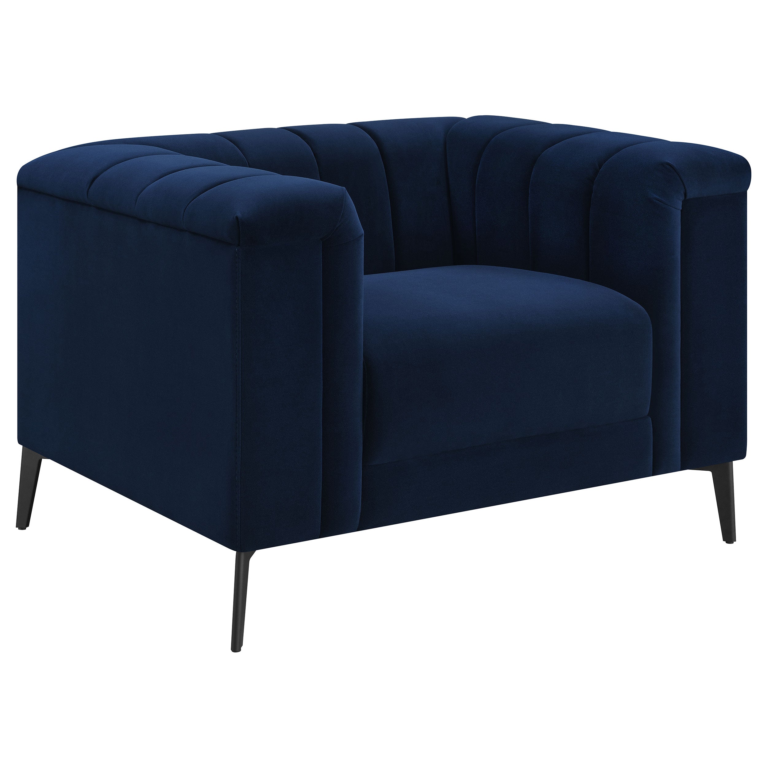 Chalet Upholstered Tuxedo Arm Tufted Sofa Set Blue