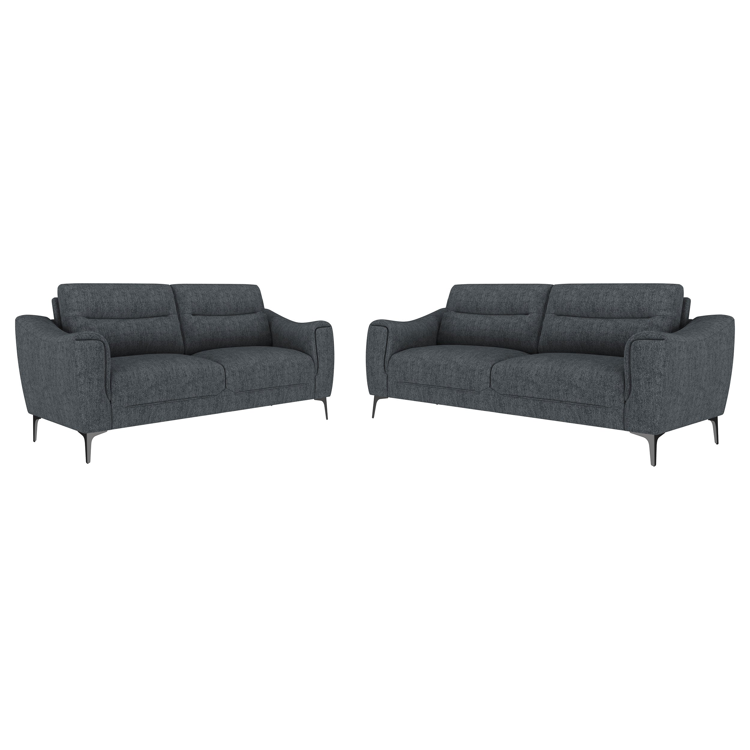 Nolan Upholstered Sofa Set Charcoal