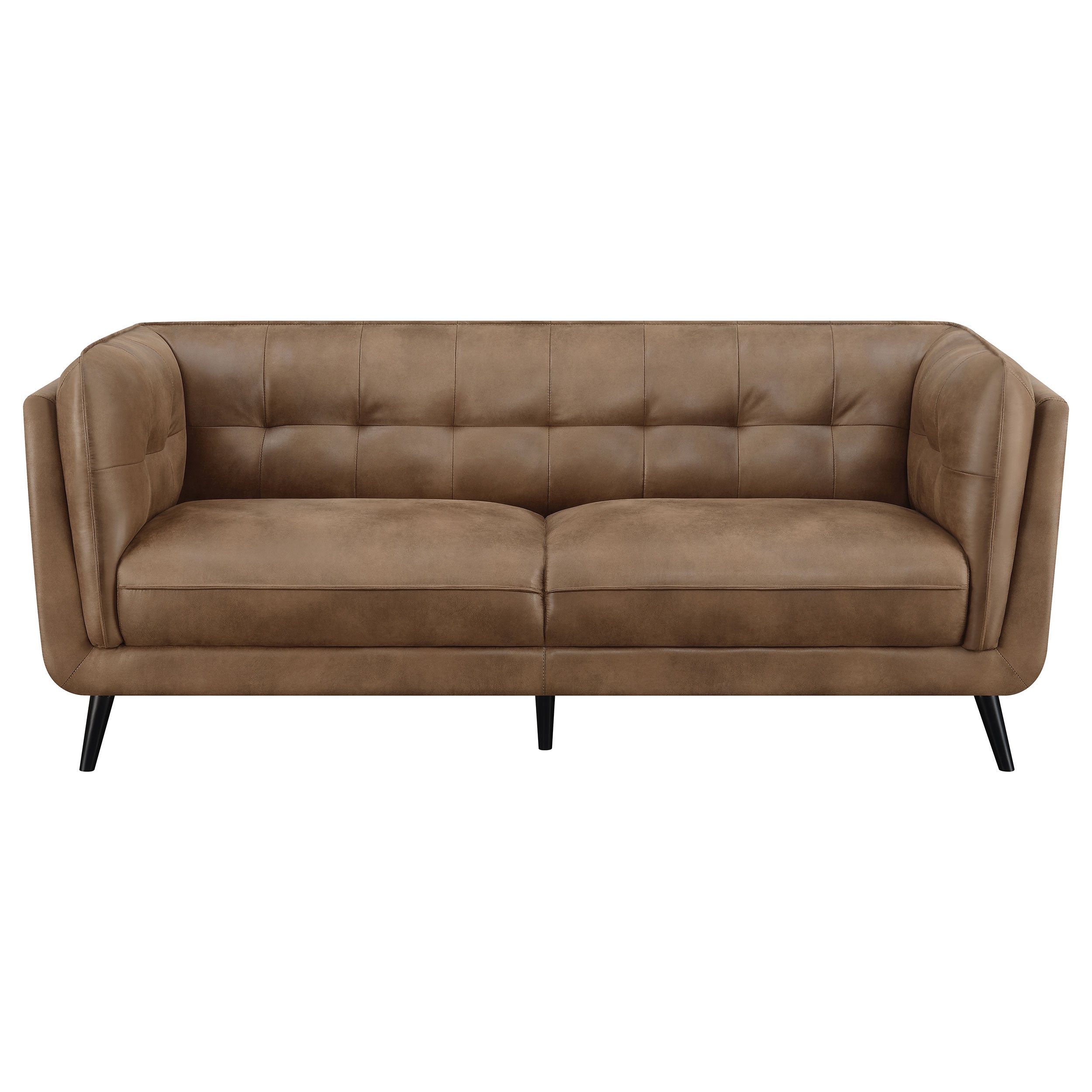Thatcher Upholstered Tuxedo Arm Sofa Set Brown