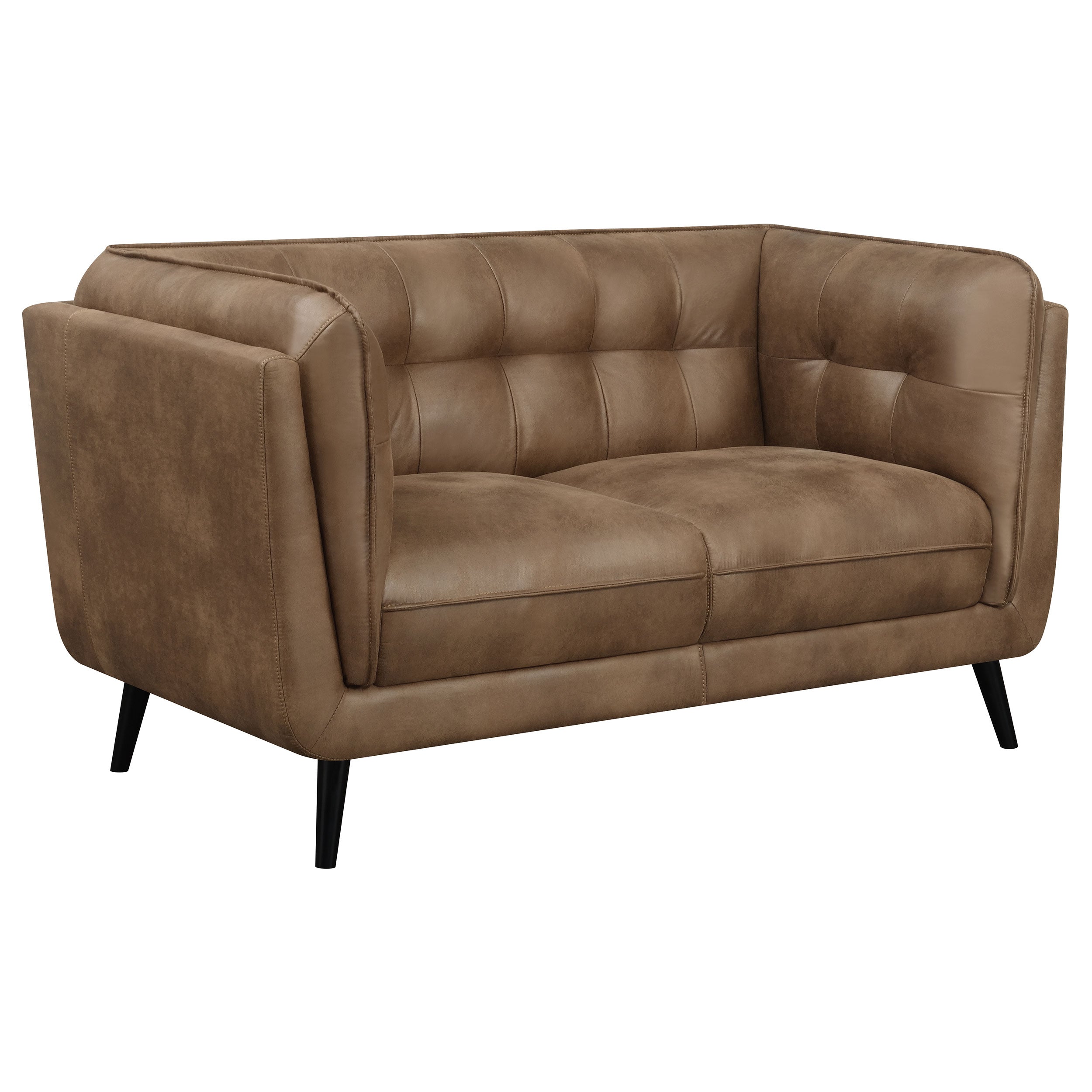 Thatcher Upholstered Tuxedo Arm Sofa Set Brown