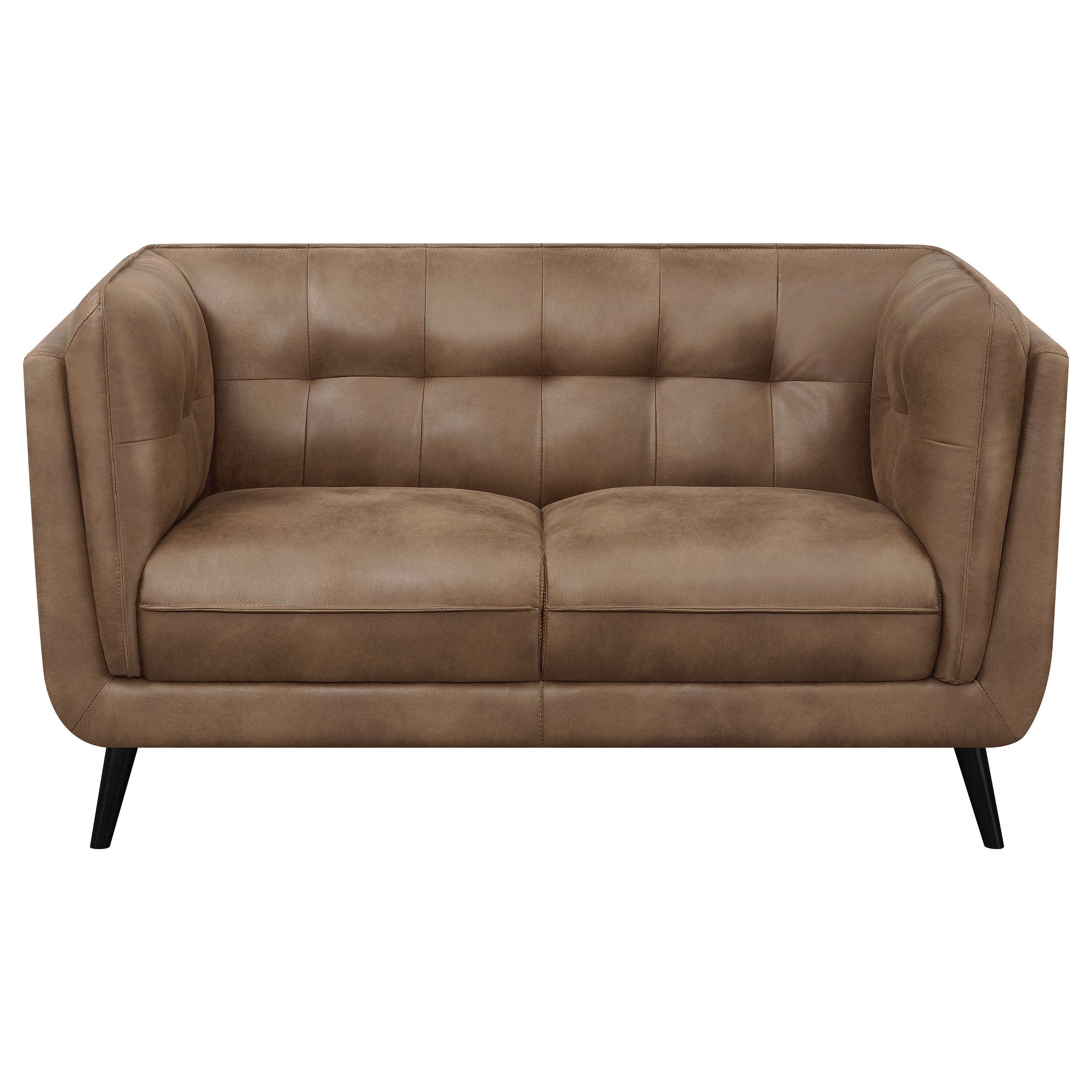 Thatcher Upholstered Tuxedo Arm Sofa Set Brown