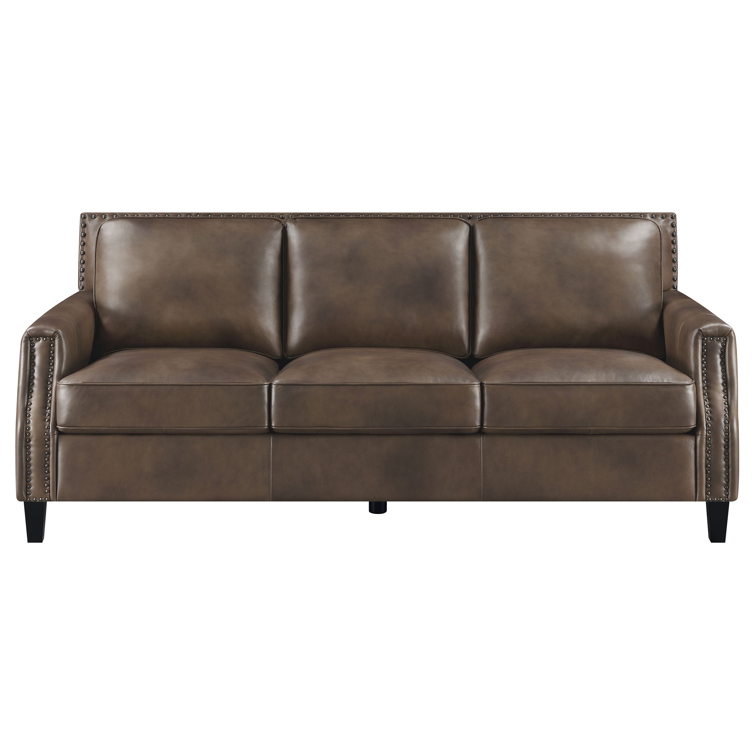 Leaton Upholstered Recessed Arm Sofa Set Brown Sugar