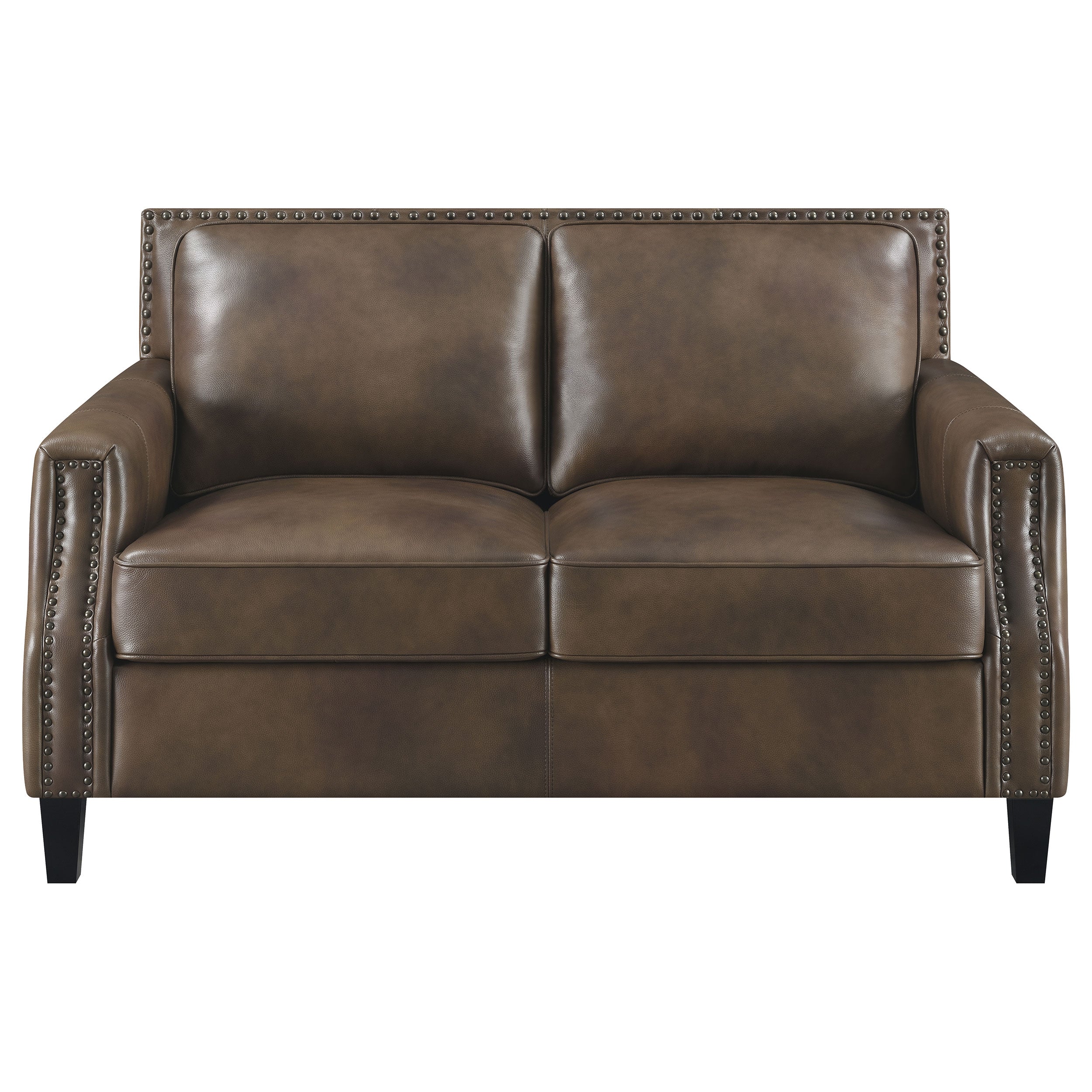 Leaton Upholstered Recessed Arm Sofa Set Brown Sugar