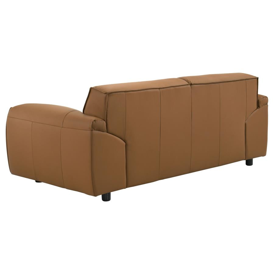 Buxton 2-Piece Leather Sofa and Loveseat (Cognac & Charcoal)