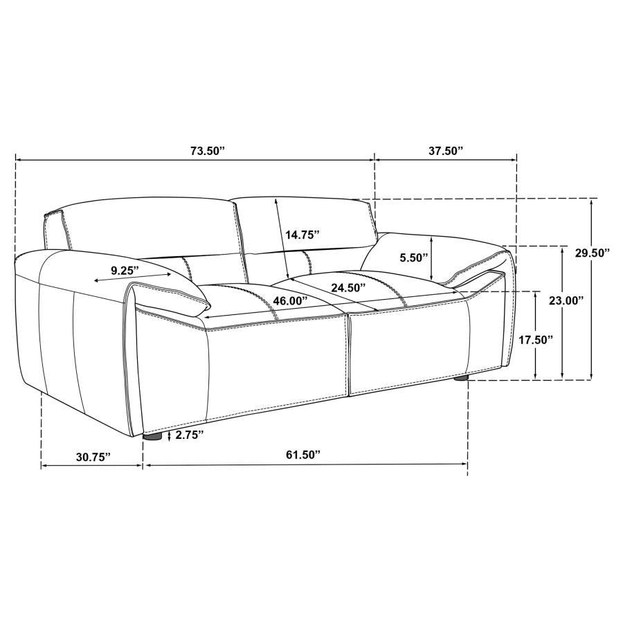 Buxton 2-Piece Leather Sofa and Loveseat (Cognac & Charcoal)