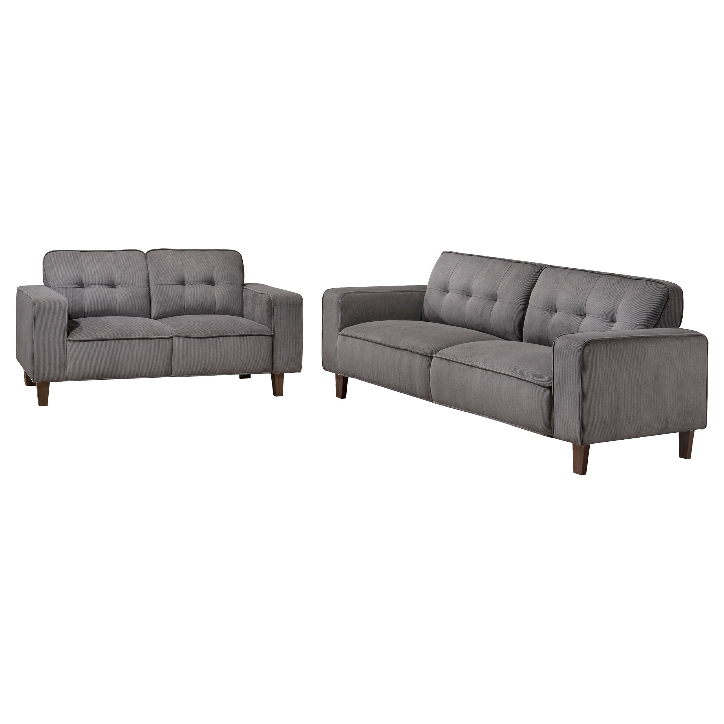 Deerhurst Upholstered Track Arm Sofa Set Charcoal
