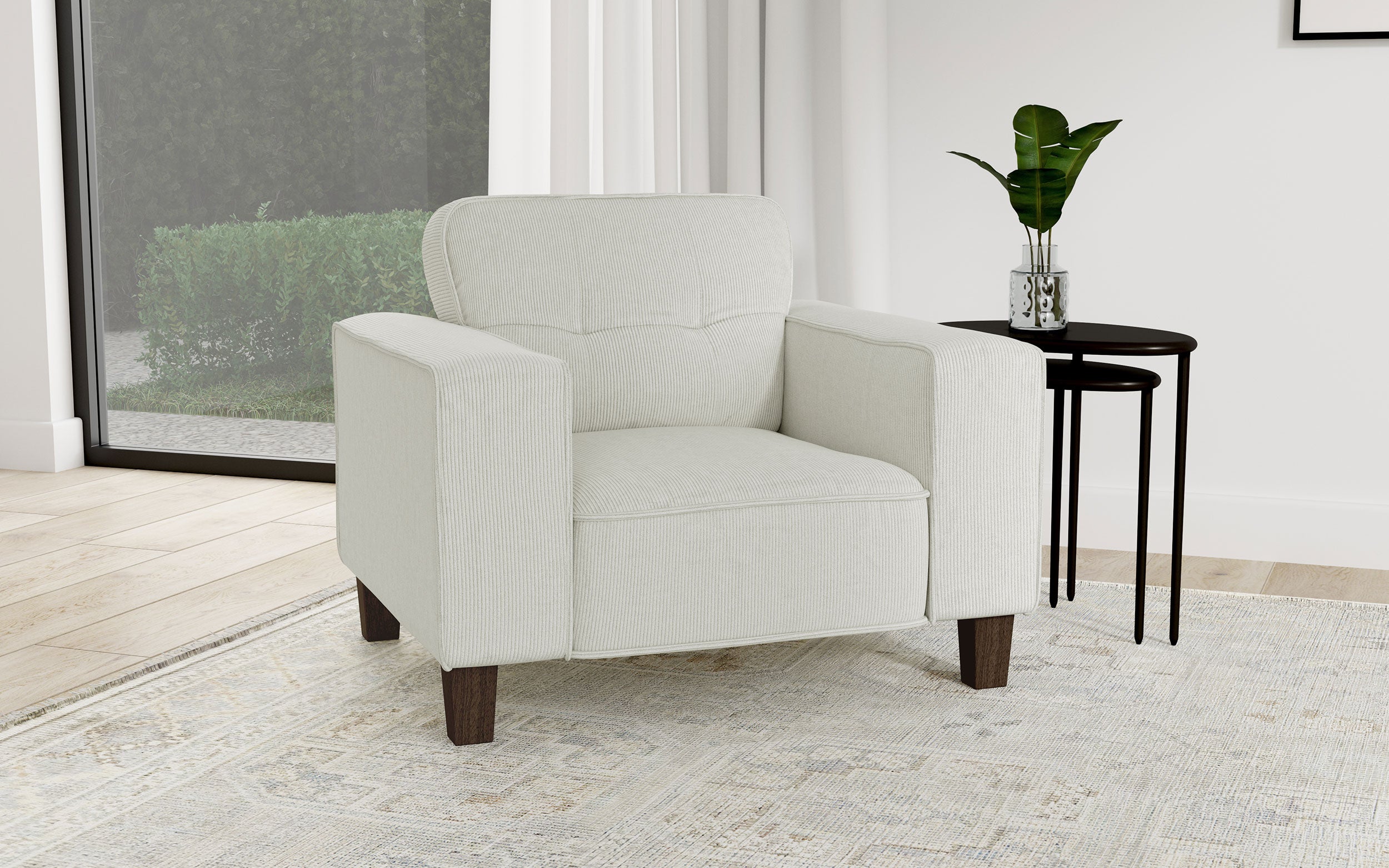 Deerhurst Upholstered Track Arm Tufted Accent Chair Charcoal