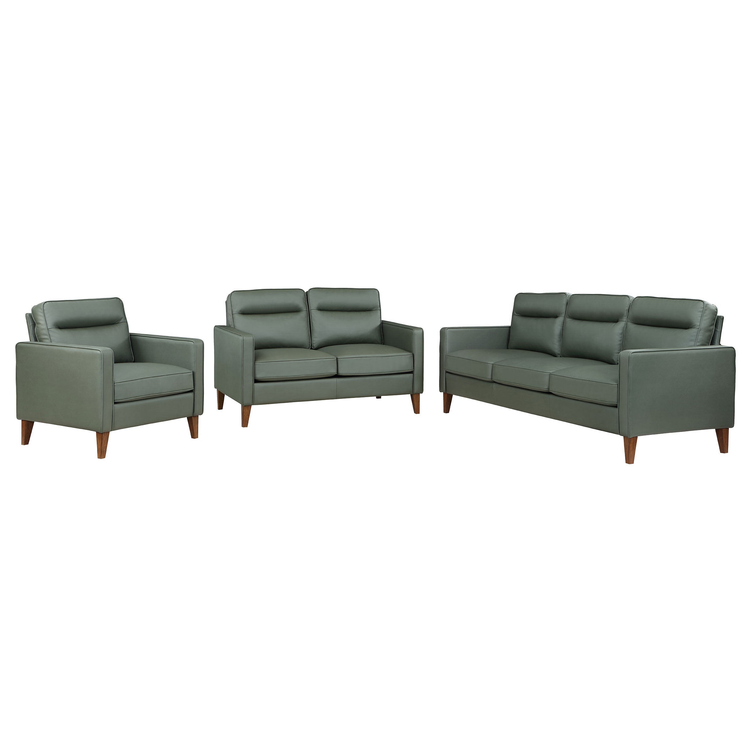 Jonah Upholstered Track Arm Sofa Set Green