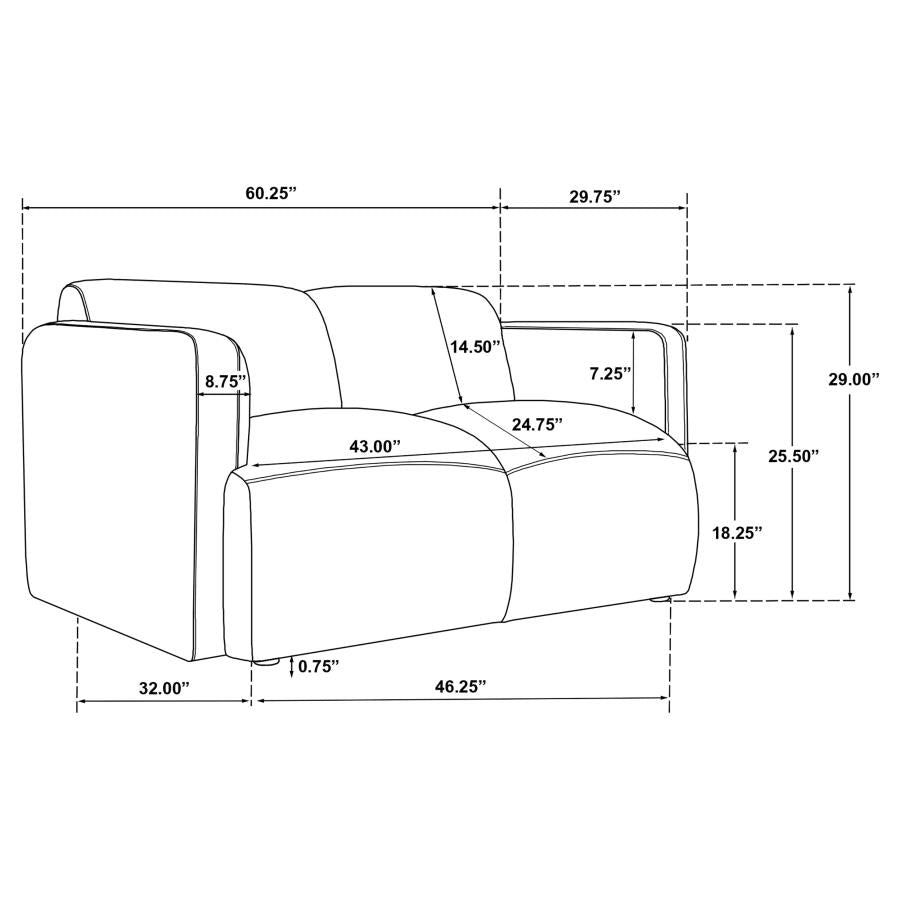 Dorset Round Track Arm Sofa Set (White & Brown)